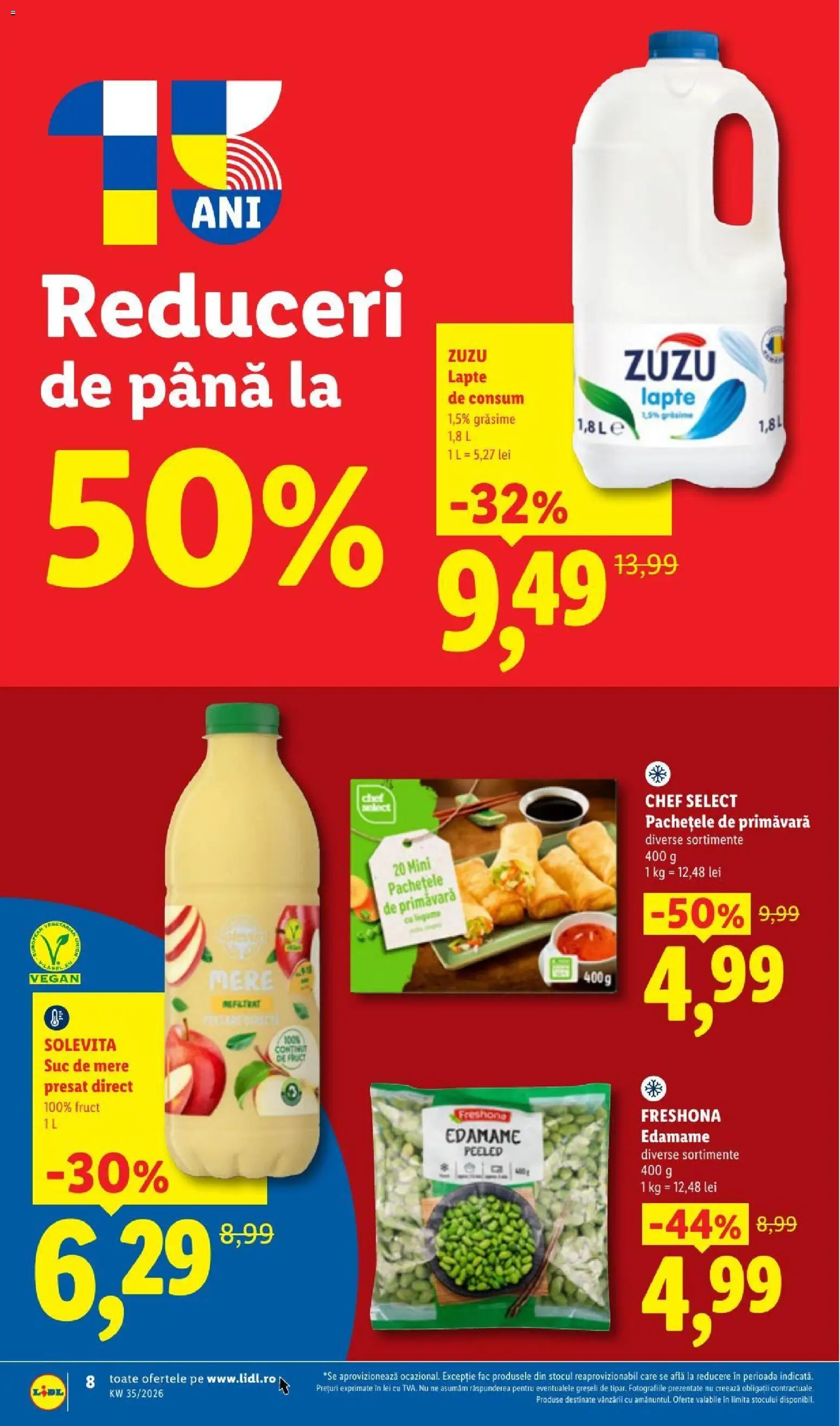 Noul catalog Lidl – valabil de la 24.08.2026 | Pagină: 8 | Produse: Zuzu, Lapte, Apple, Mere
