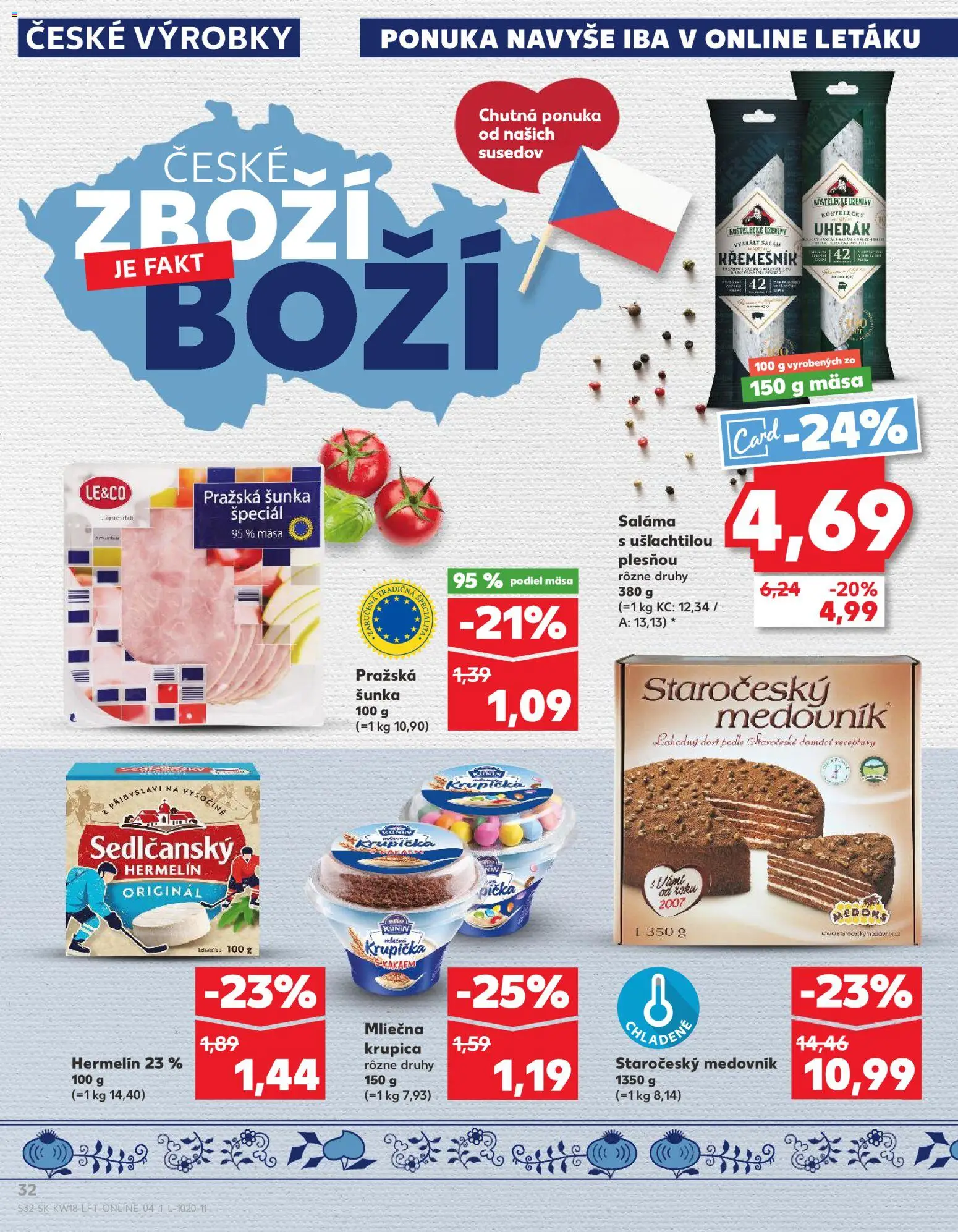 Nové Kaufland akcie – leták je platný od 30.04.2026 | Strana: 32 | Produkty: Saláma, Šunka, Krupica