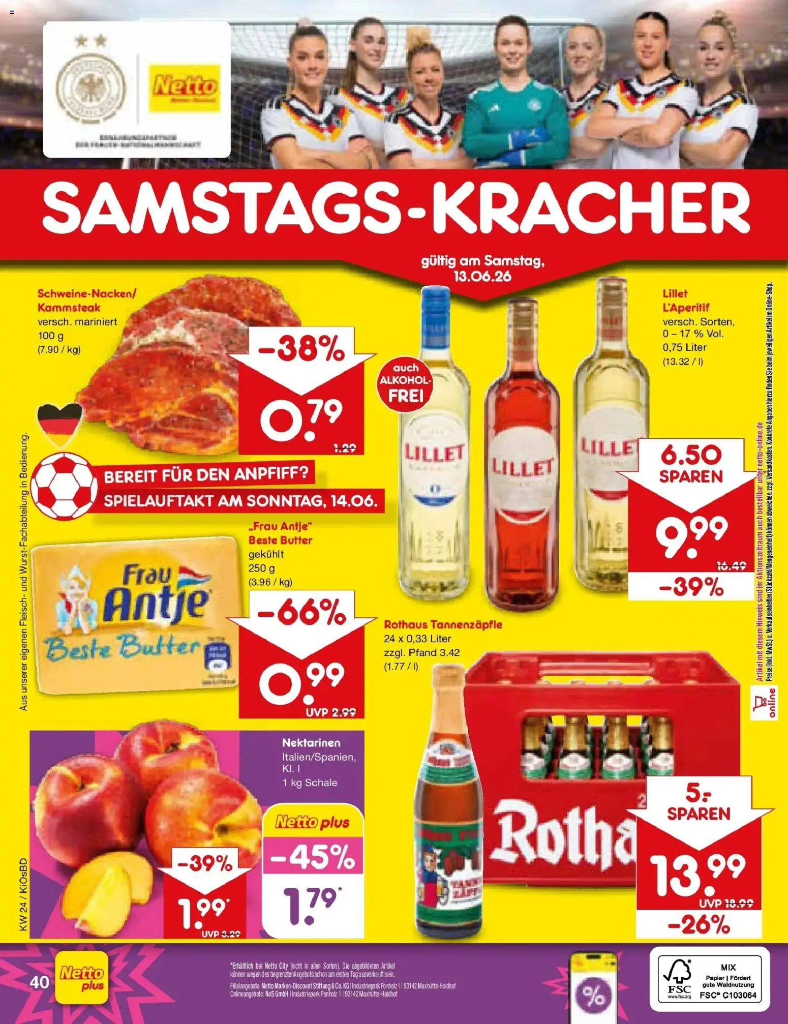 Netto Marken-Discount Prospekt Mistelbach – gültig ab 08.06.2026 | Seite: 58 | Produkte: Butter, Nektarinen, Lillet, Fleisch