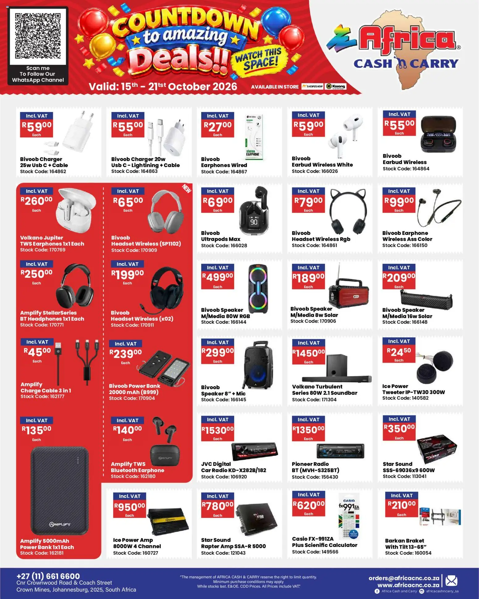 New Africa Cash & Carry catalogue – valid from 15/10/2026 | Page: 31 | Products: Headphones, Cable, Speaker, Soundbar