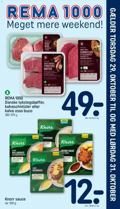 Rema 1000 - Tilbudsavis Uge 44 gyldig fra 25/10/2026 | Side: 27 | Produkter: Kalveinderlår, Bøffer, Schnitzler, Ur