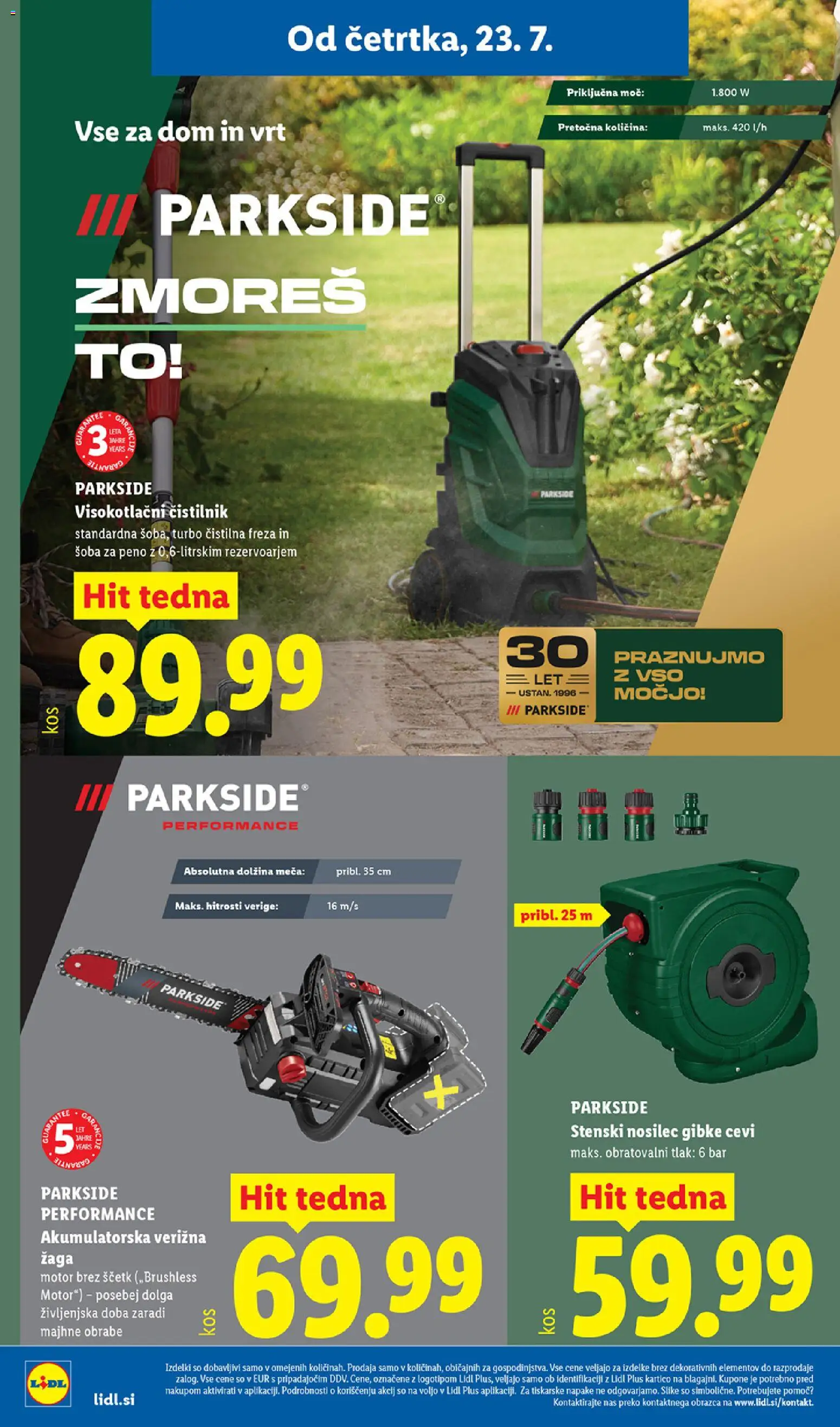 Novi Lidl katalog ponudbe – veljaven od 23.07.2026 | Stran: 32 | Izdelki: Verižna žaga, Visokotlačni čistilnik