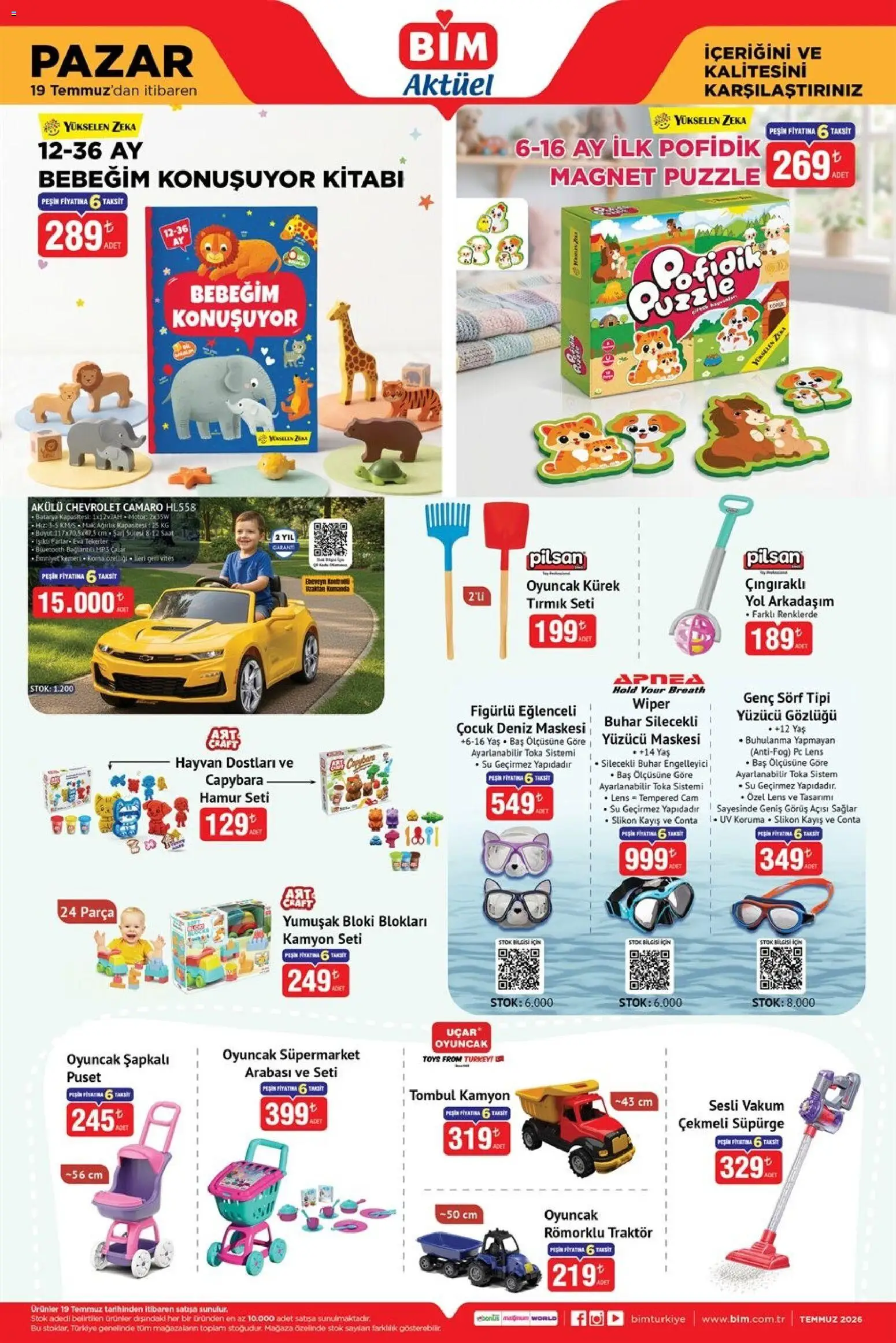 BİM - Katalog Pazar - 19 Temmuz 2026 tarihinden itibaren geçerlidir | Sayfa: 5 | Ürünler: Su, Saat, MP3, Ağırlık