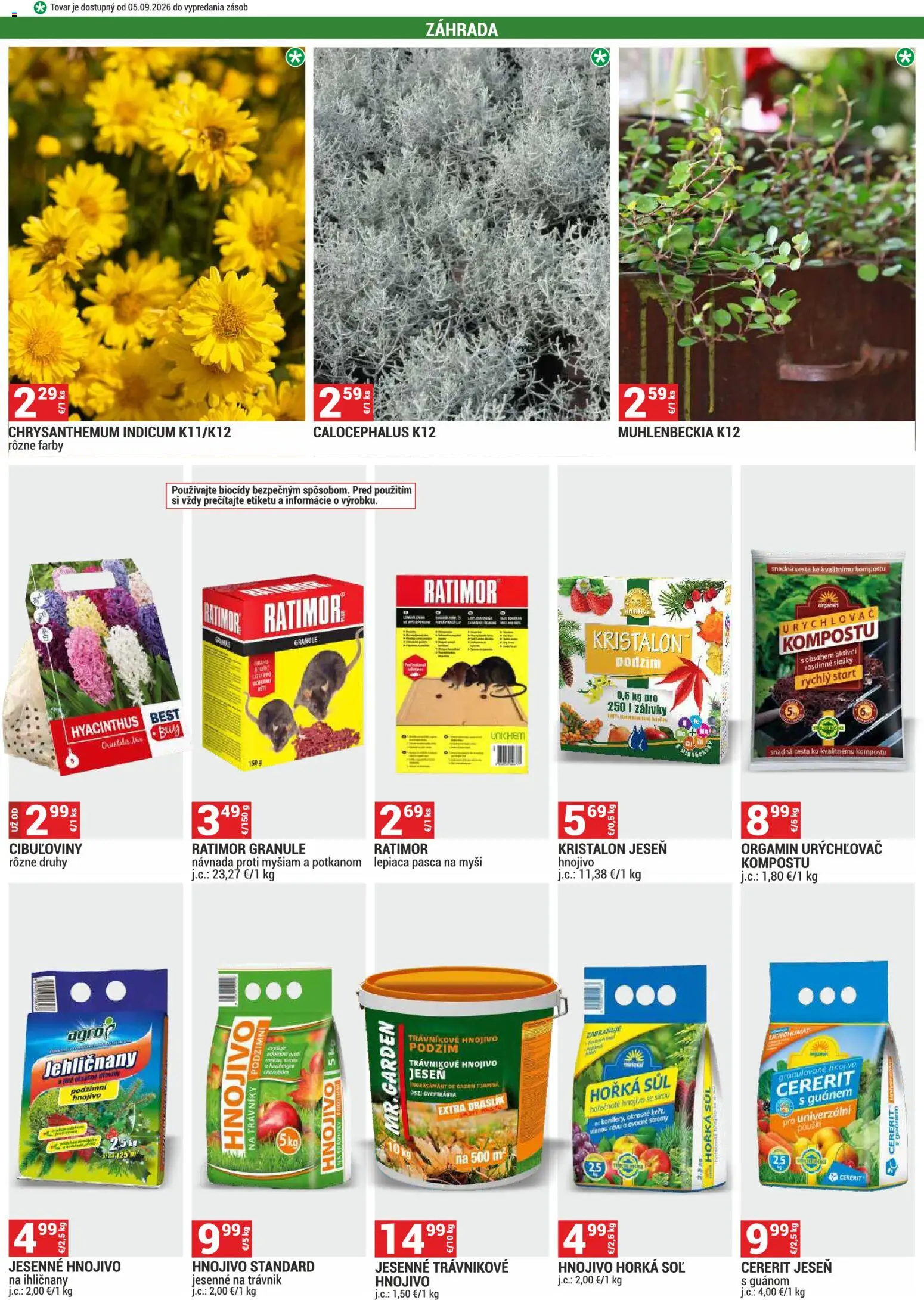 Nové Merkury Market akcie – leták je platný od 01.09.2026 | Strana: 20 | Produkty: Granule, Soľ, Ceresit