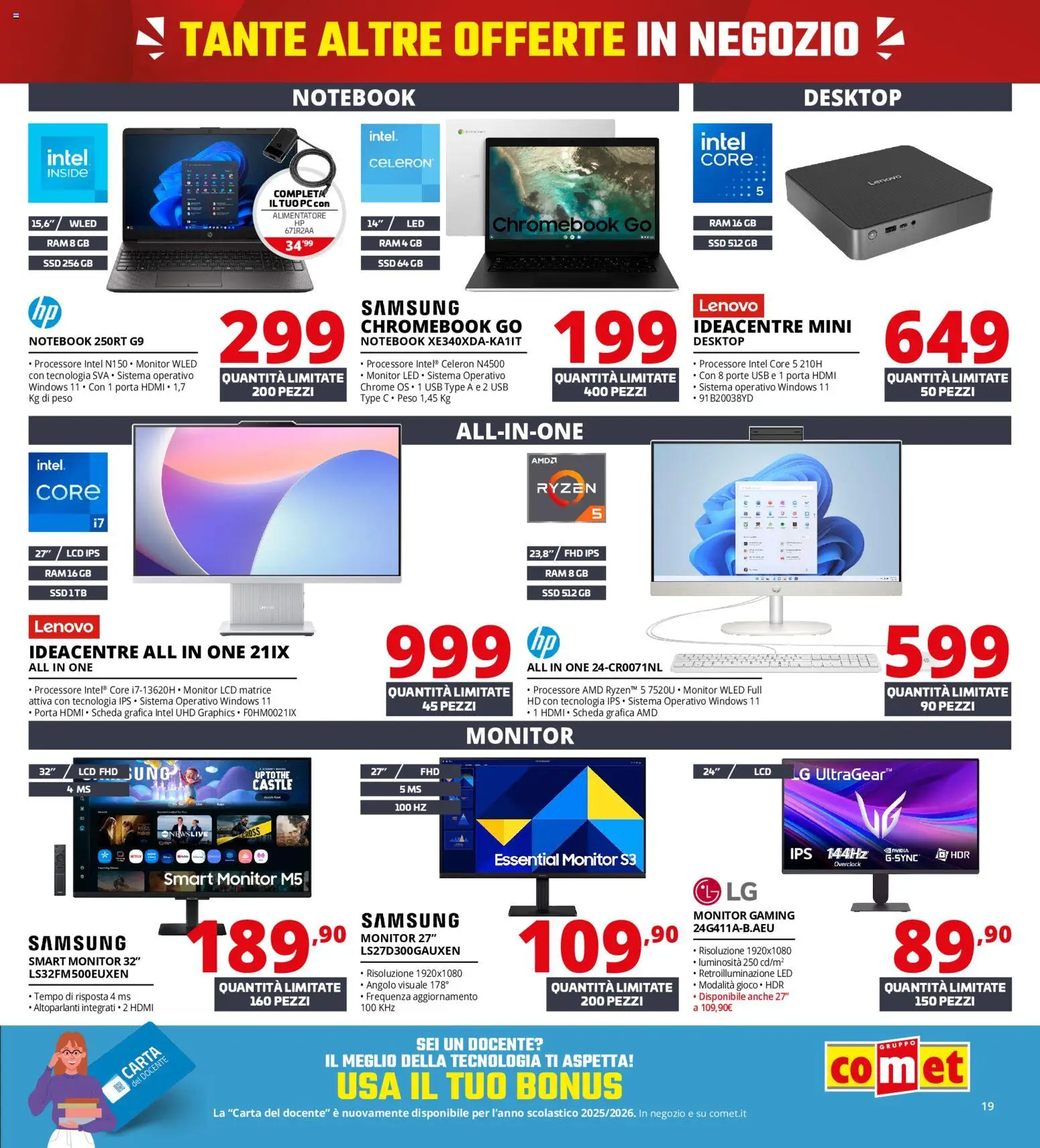 Volantino Comet del 18.05.2026 | Pagina: 19 | Prodotti: Monitor, Gioco, USB, Samsung