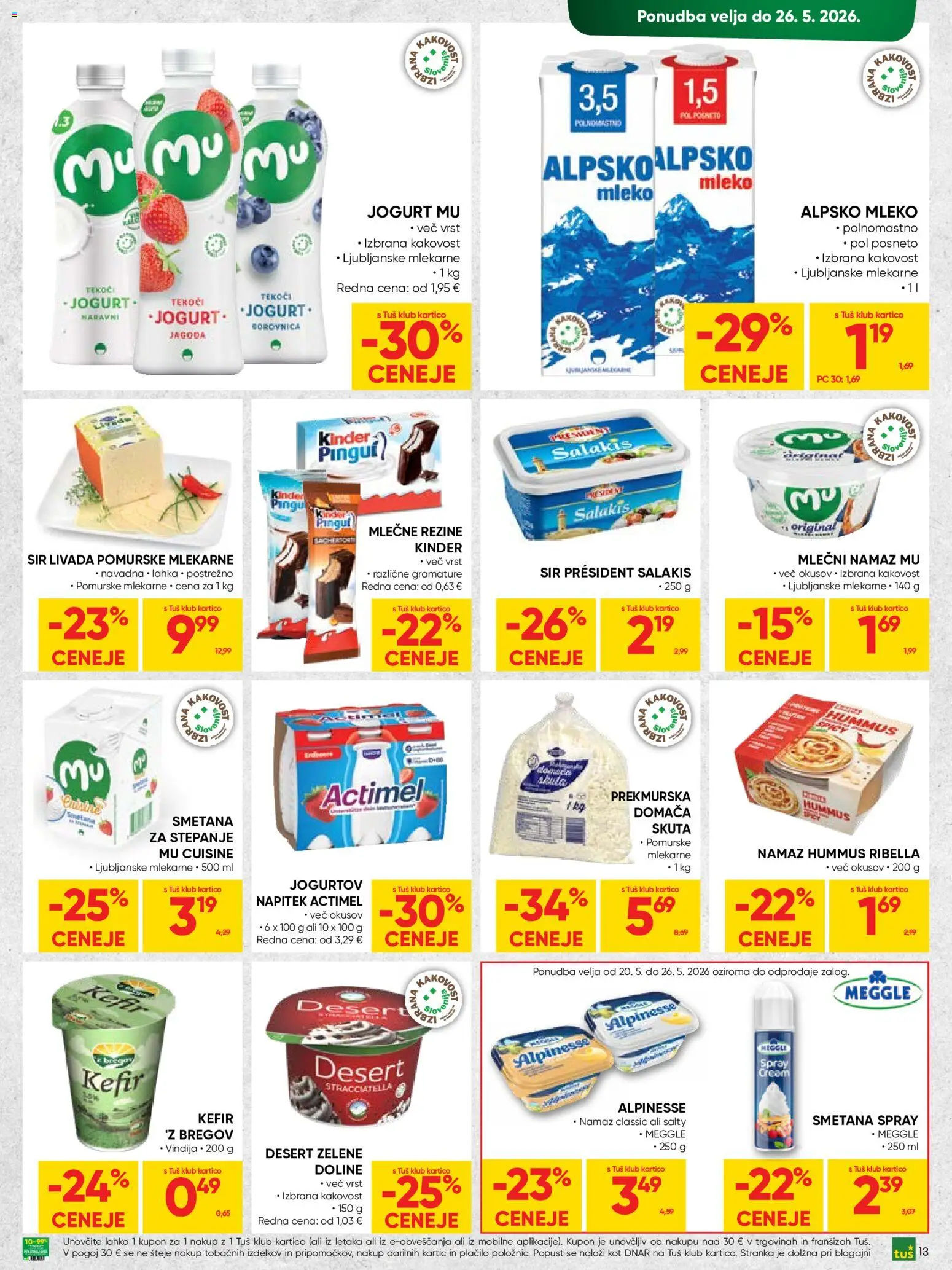Novi Tuš katalog ponudbe – veljaven od 13.05.2026 | Stran: 13 | Izdelki: Sir, Jogurt, Smetana, Skuta