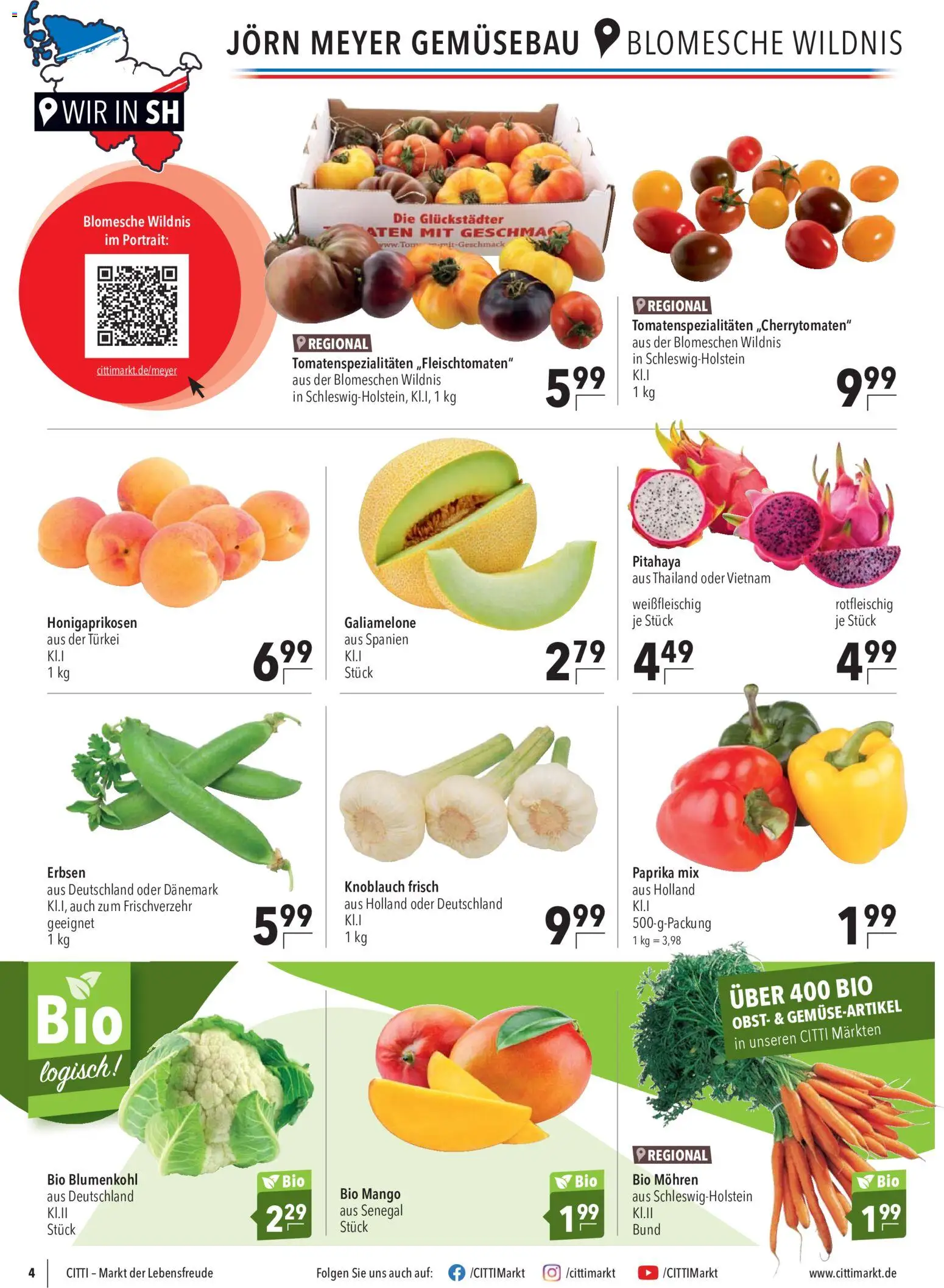CITTI Markt Prospekt – gültig ab 22.07.2026 | Seite: 4 | Produkte: Paprika, Mango, Blumenkohl, Erbsen