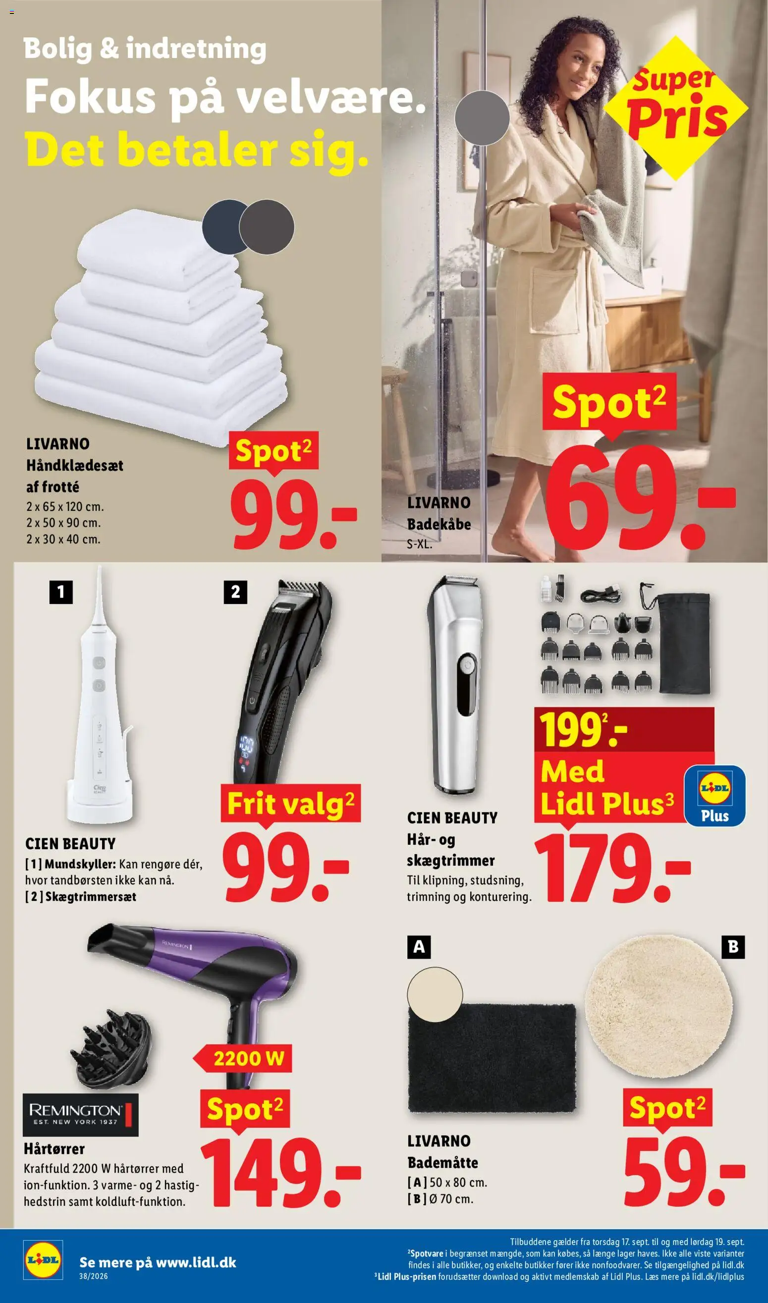 Lidl tilbudsavis – gyldig fra 13/09/2026 | Side: 16 | Produkter: Badekåbe, Søm, Bademåtte, Hårtørrer