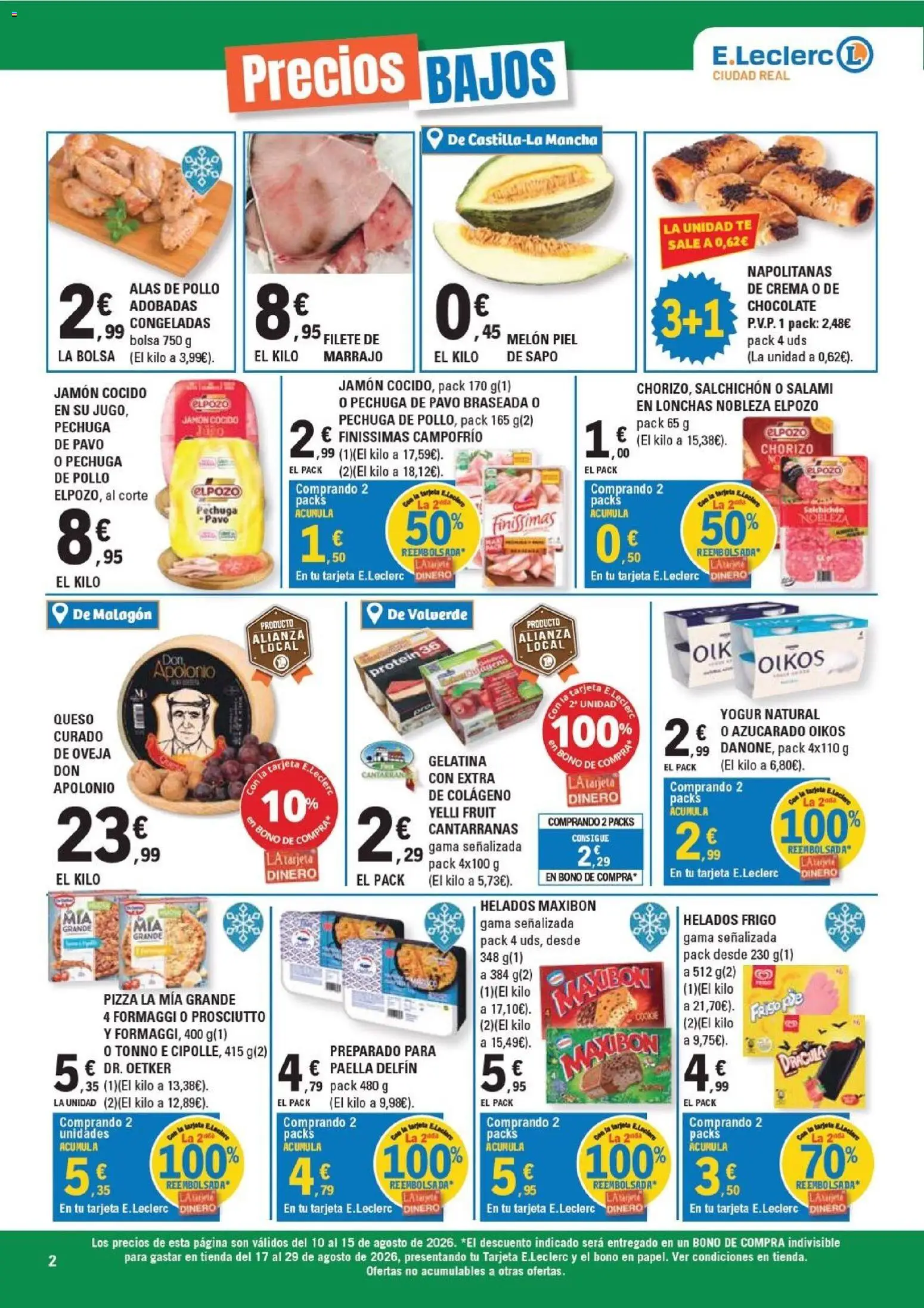 E.Leclerc Ciudad Real │ válido desde el 10/08/2026 | Página: 2 | Productos: Gelatina, Crema, Filete, Pavo