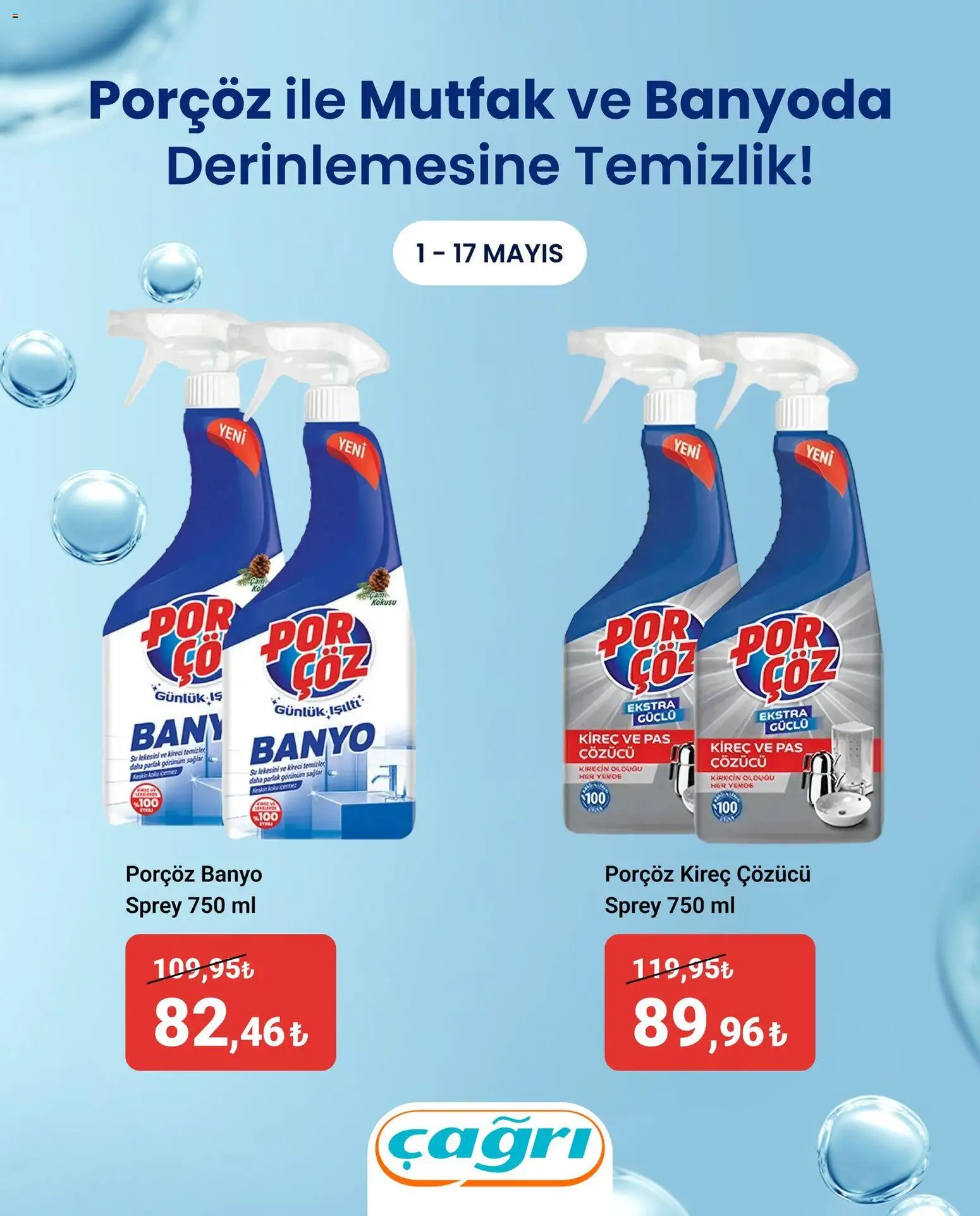 Çağrı Market İndirim - 01.05.2026 tarihinden itibaren geçerlidir | Sayfa: 1 | Ürünler: Kireç çözücü, Banyo, Koku, Su