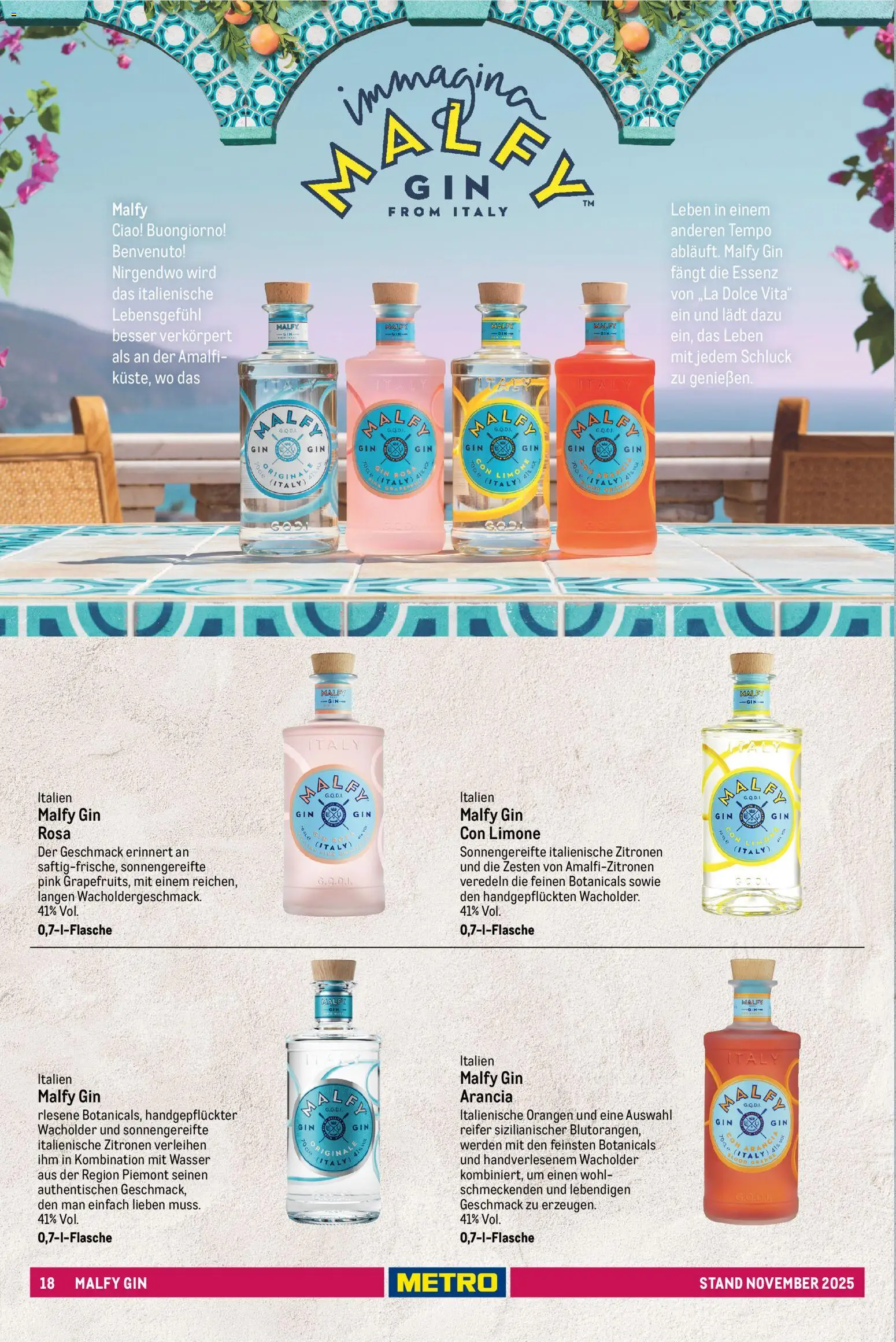 Metro - Spirituosen Sortiment – gültig ab 01.12.2025 | Seite: 18 | Produkte: Orangen, Wasser, Gin, Zitronen