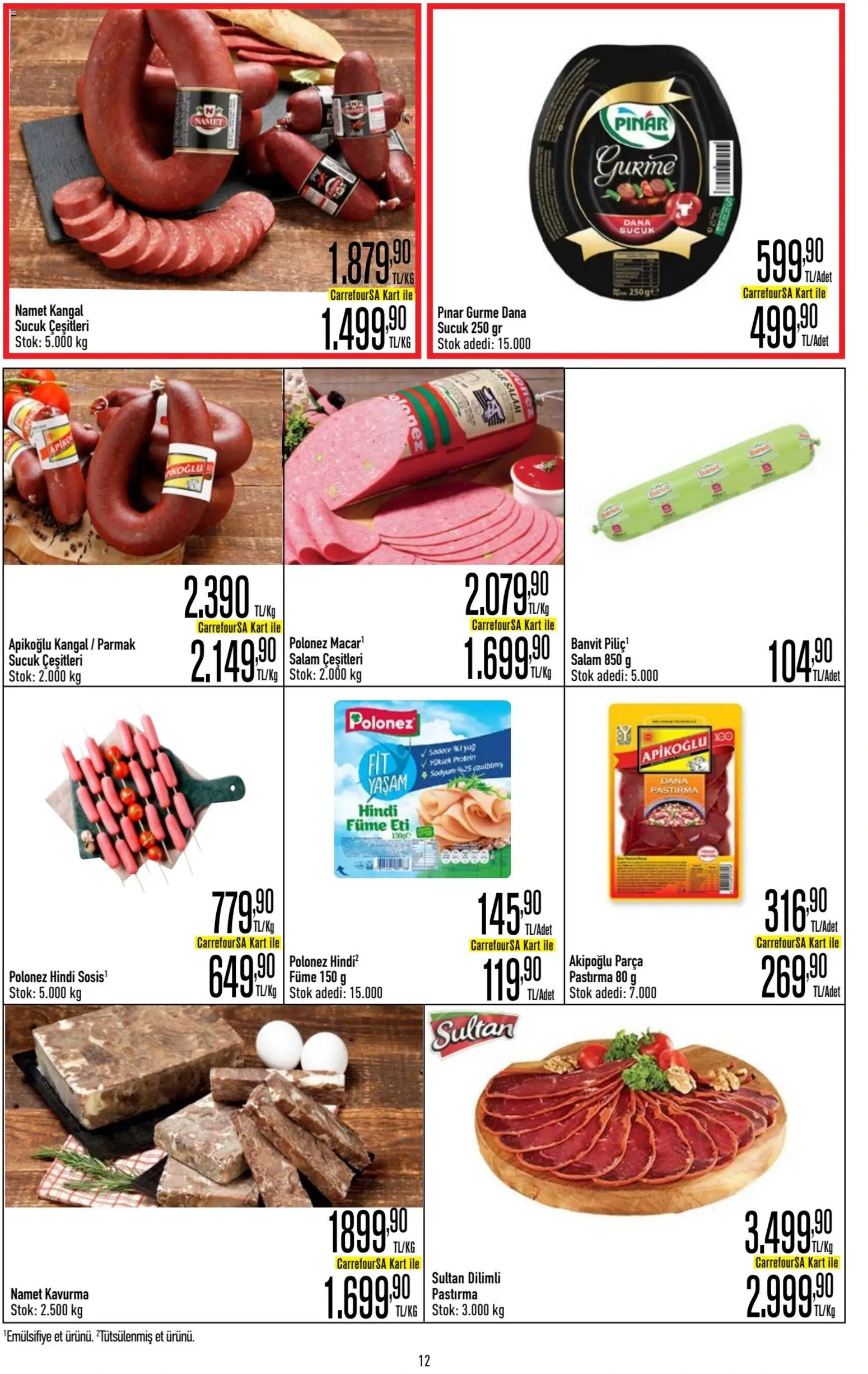 CarrefourSA Katalog - 11.06.2026 tarihinden itibaren geçerlidir | Sayfa: 12 | Ürünler: Salam, Hindi füme, Sucuk