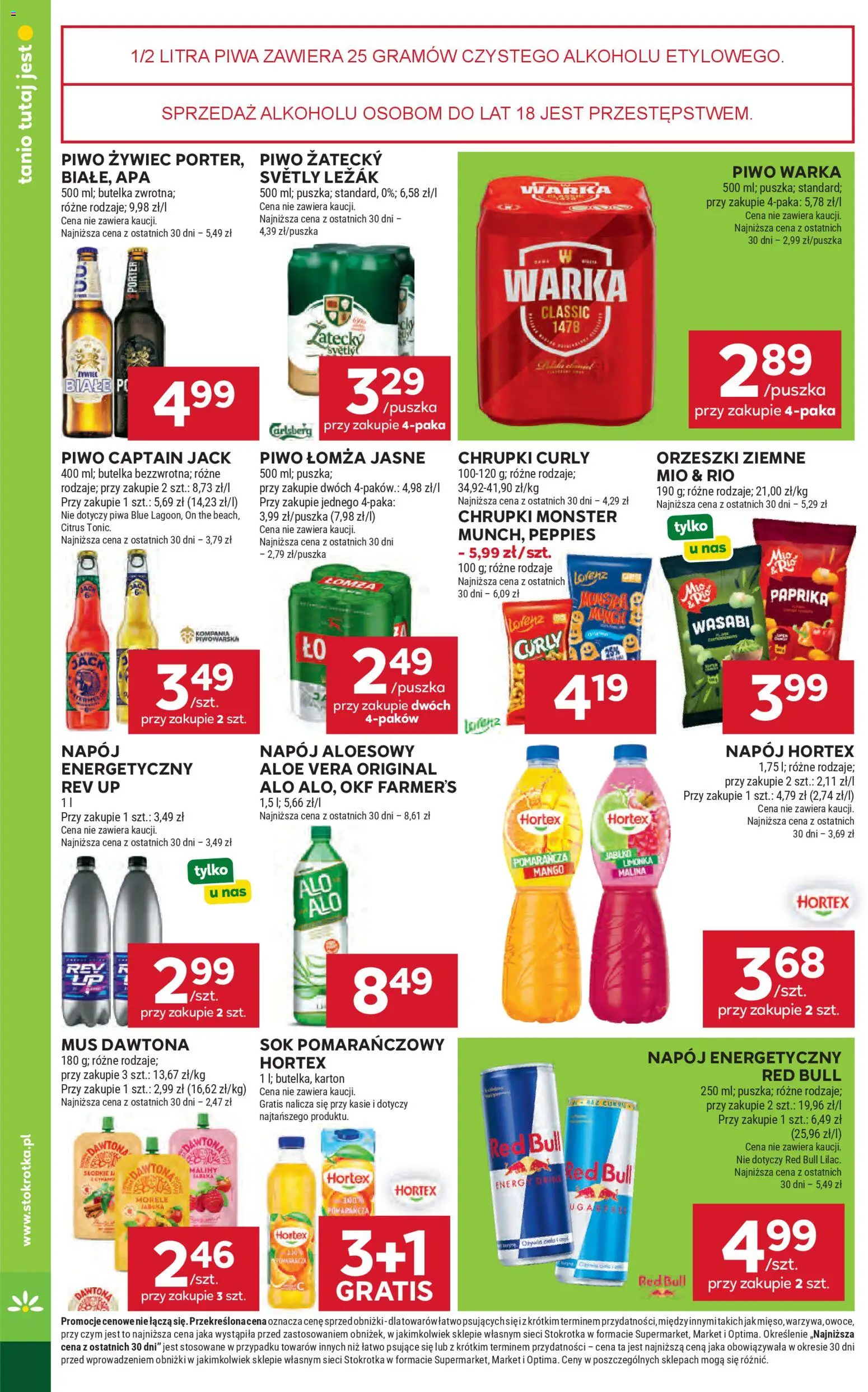 Stokrotka gazetka od 23.04.2026 | Strona: 32 | Produkty: Malina, Napój aloesowy, Warka, Piwo