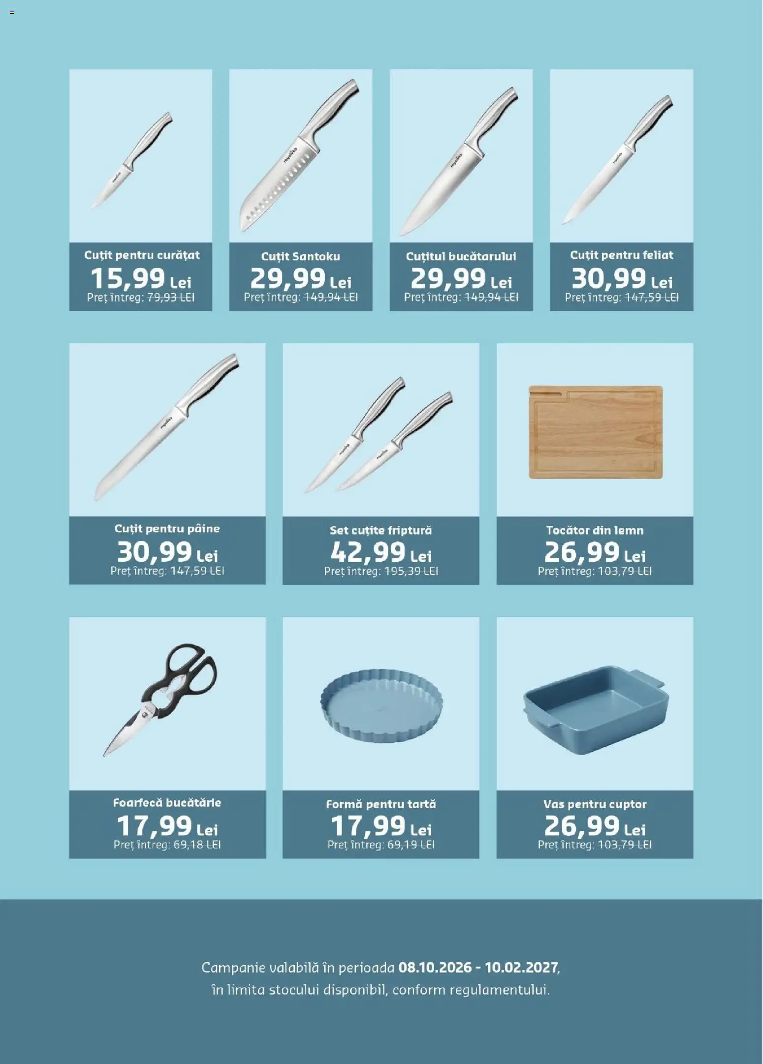 Noul catalog Mega Image – valabil de la 01.10.2026 | Pagină: 11 | Produse: Set Cutite, Cuțit, Tocător, Pâine