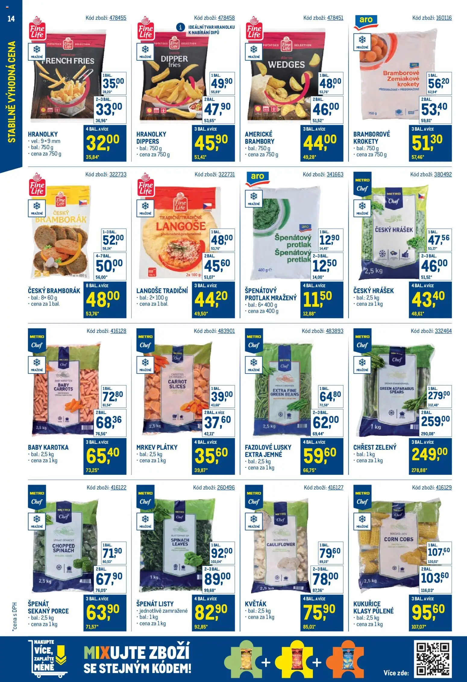 Makro leták - Stabilně výhodná cena od 18.05.2026 | Strana: 14 | Produkty: Krokety, Fazolové lusky, Květák, Mrkev