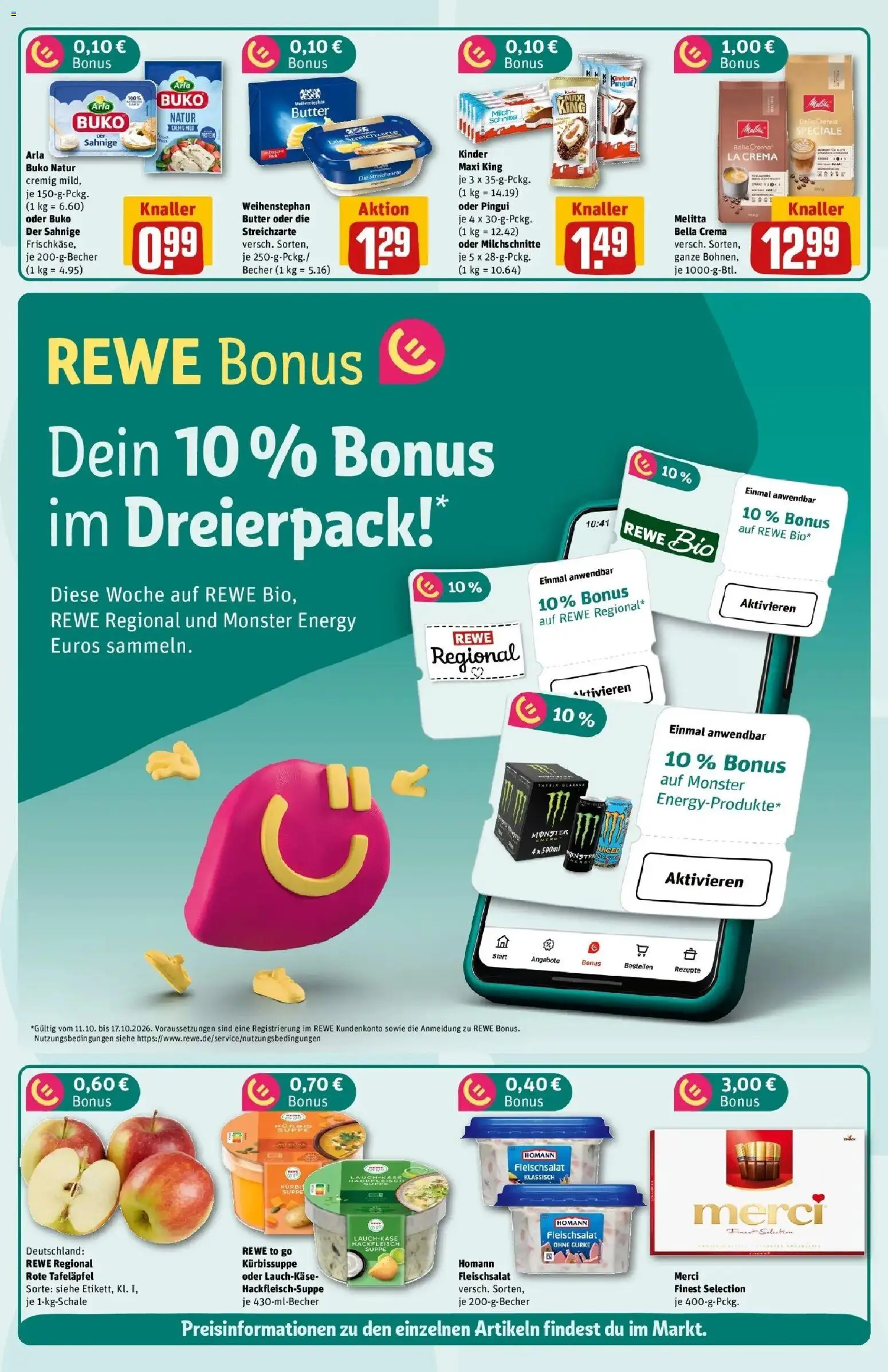 REWE Prospekt ab 12.10.2026 zum Blättern » Angebote | Seite: 2 | Produkte: Melitta, Energy, Monster, Hackfleisch