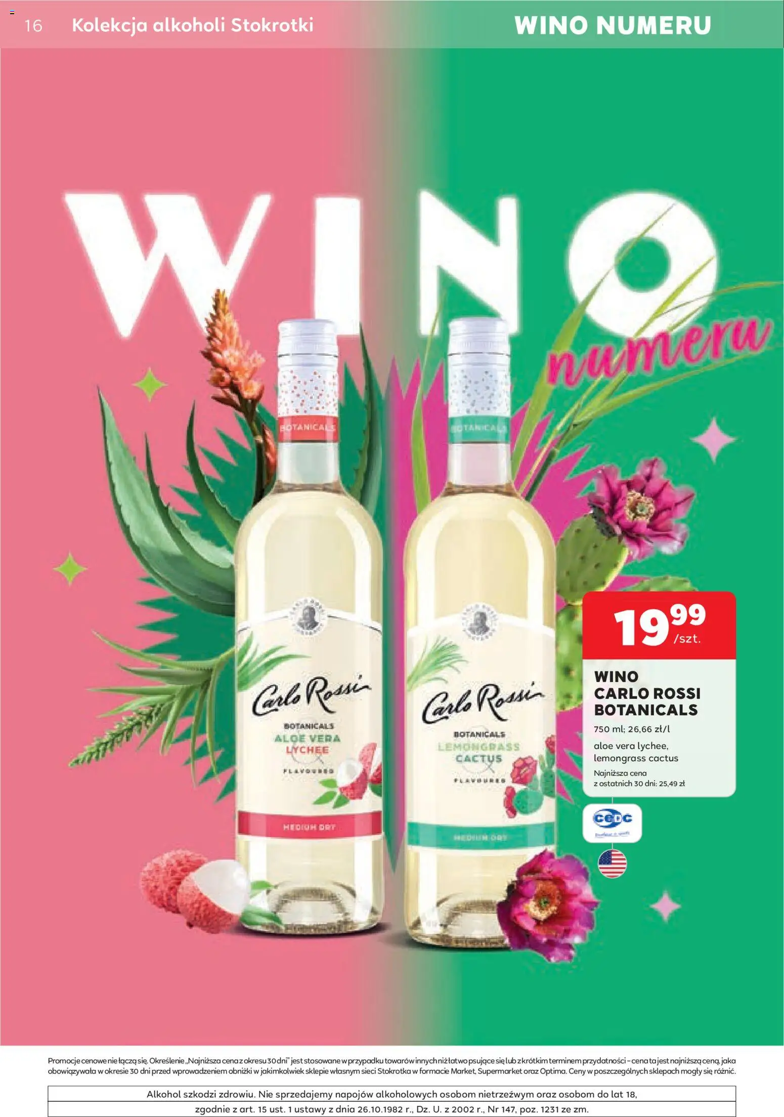 Stokrotka gazetka - Oferta alkoholowa od 11.06.2026 | Strona: 16 | Produkty: Stokrotka, Wino, Alkohol, Carlo Rossi