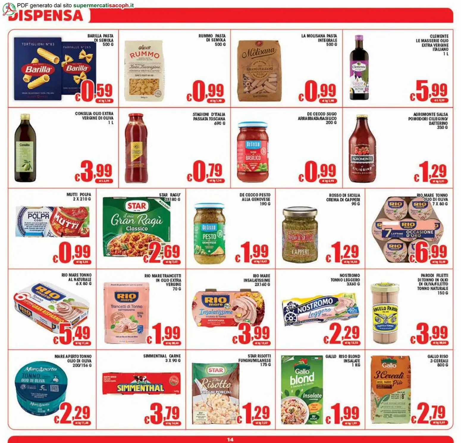 Volantino Sacoph del 21/08/2026 | Pagina: 14 | Prodotti: Crema, Tortiglioni, Pesto, Basilico