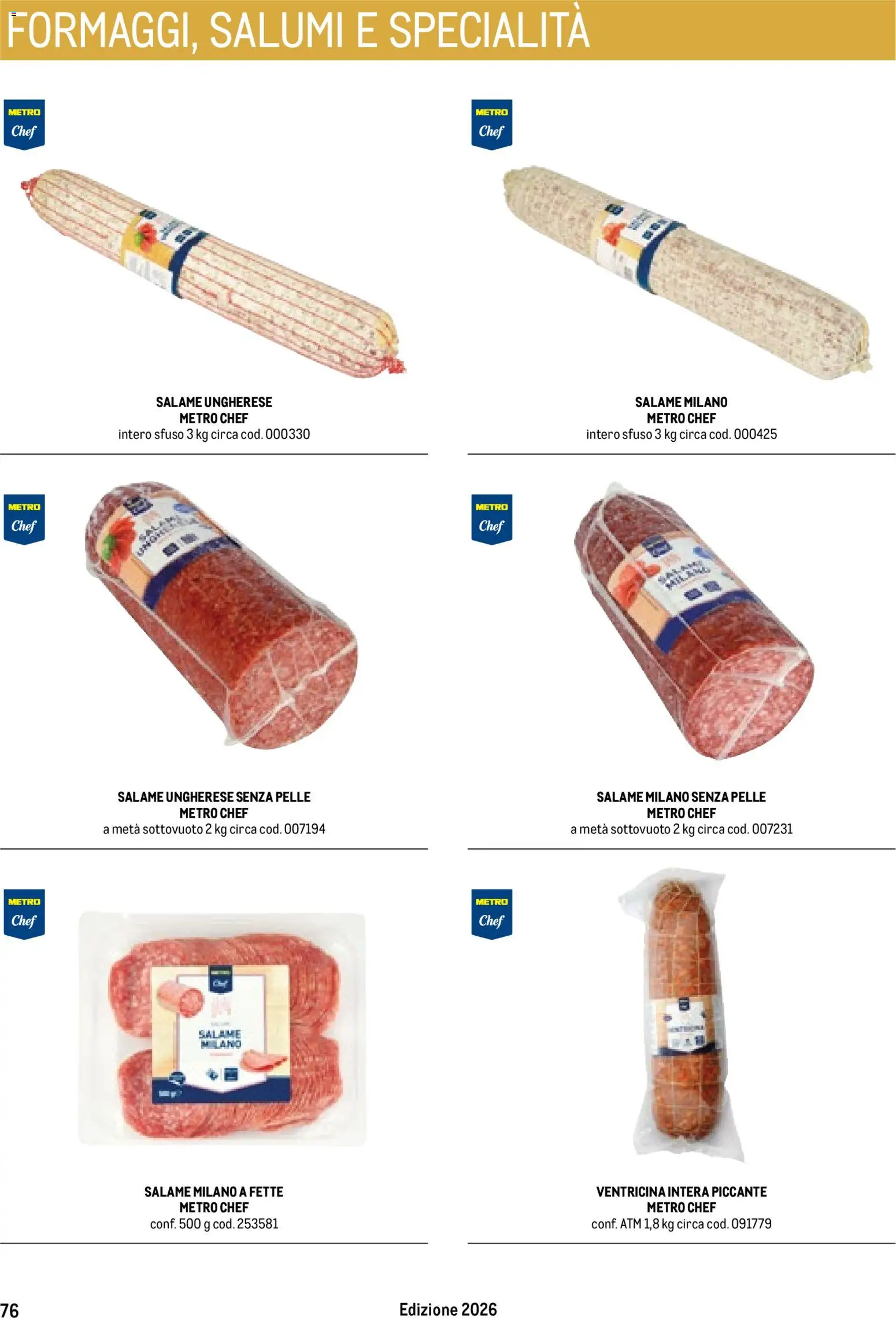 Volantino Metro del 17/10/2025 | Pagina: 76 | Prodotti: Salame, Specialità