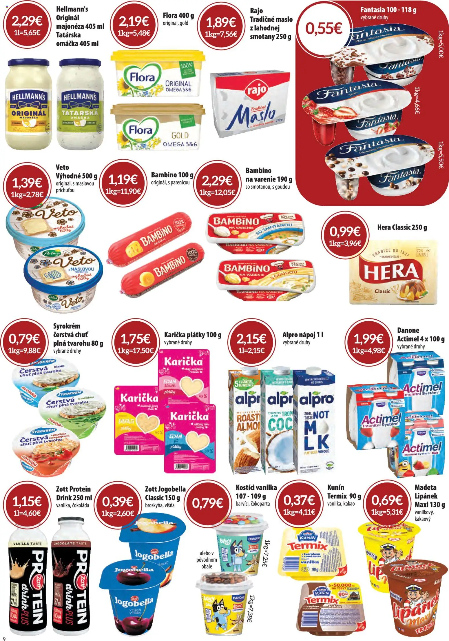 Nové CBA Verex akcie – leták je platný od 03.09.2026 | Strana: 9 | Produkty: Majonéza, Alpro, Hera, Kakao