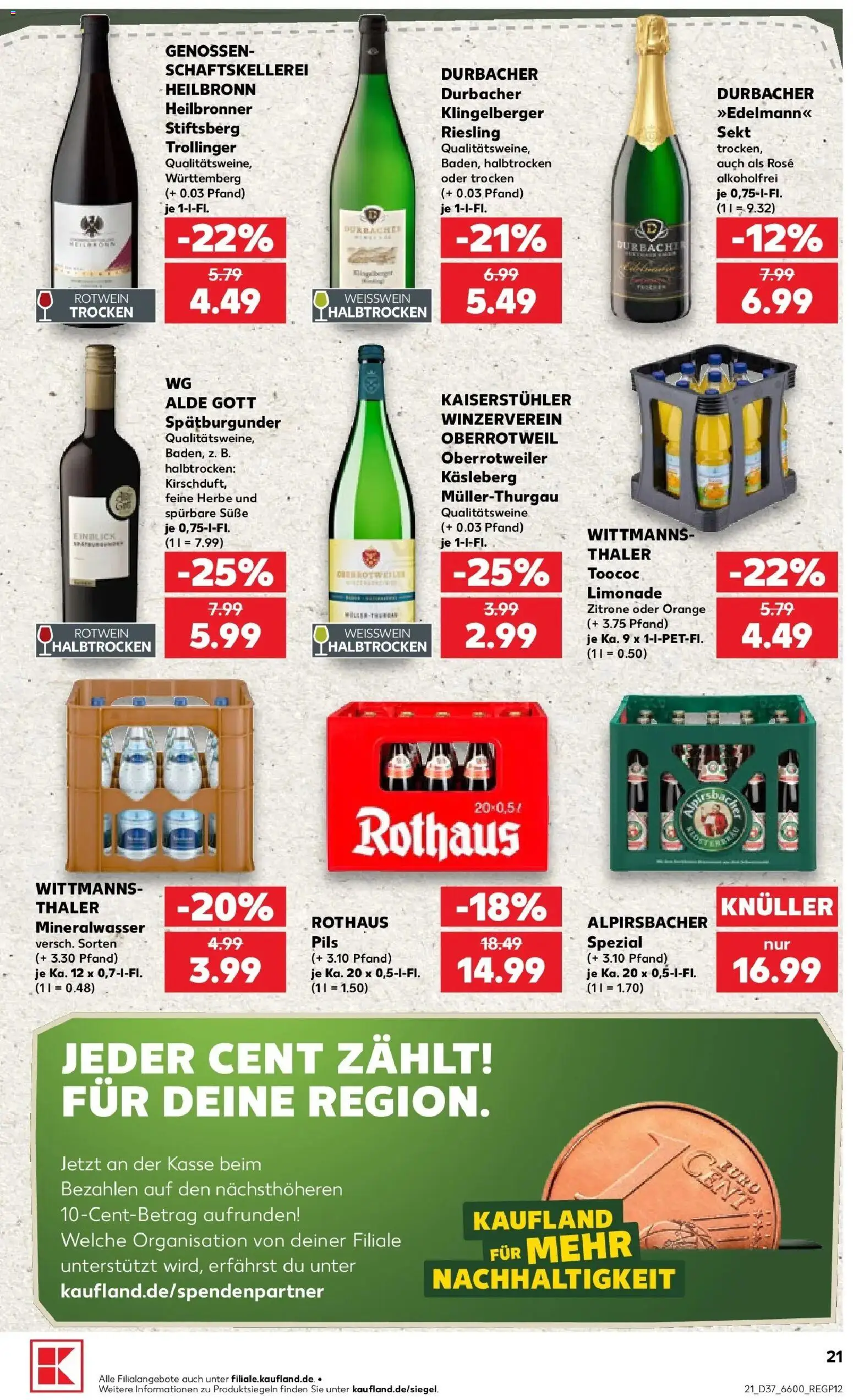 Prospekt Kaufland ab 10.09.2026 » Angebote Online zum Blättern | Seite: 21 | Produkte: Rotwein, Sekt, Mineralwasser, Zitrone