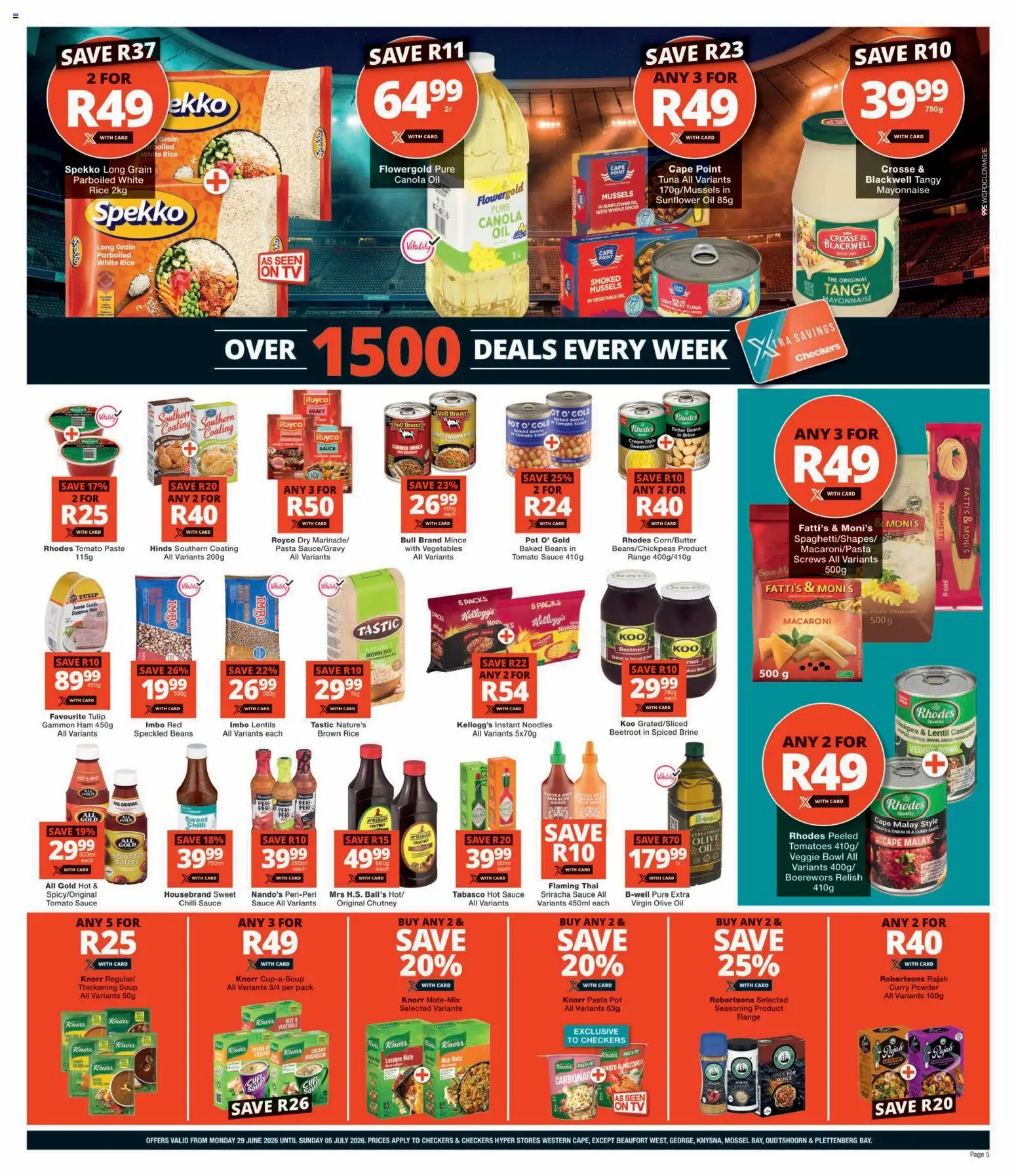 New Checkers catalogue – valid from 29/06/2026 | Page: 5 | Products: Oil, Noodles, Spices, Chilli