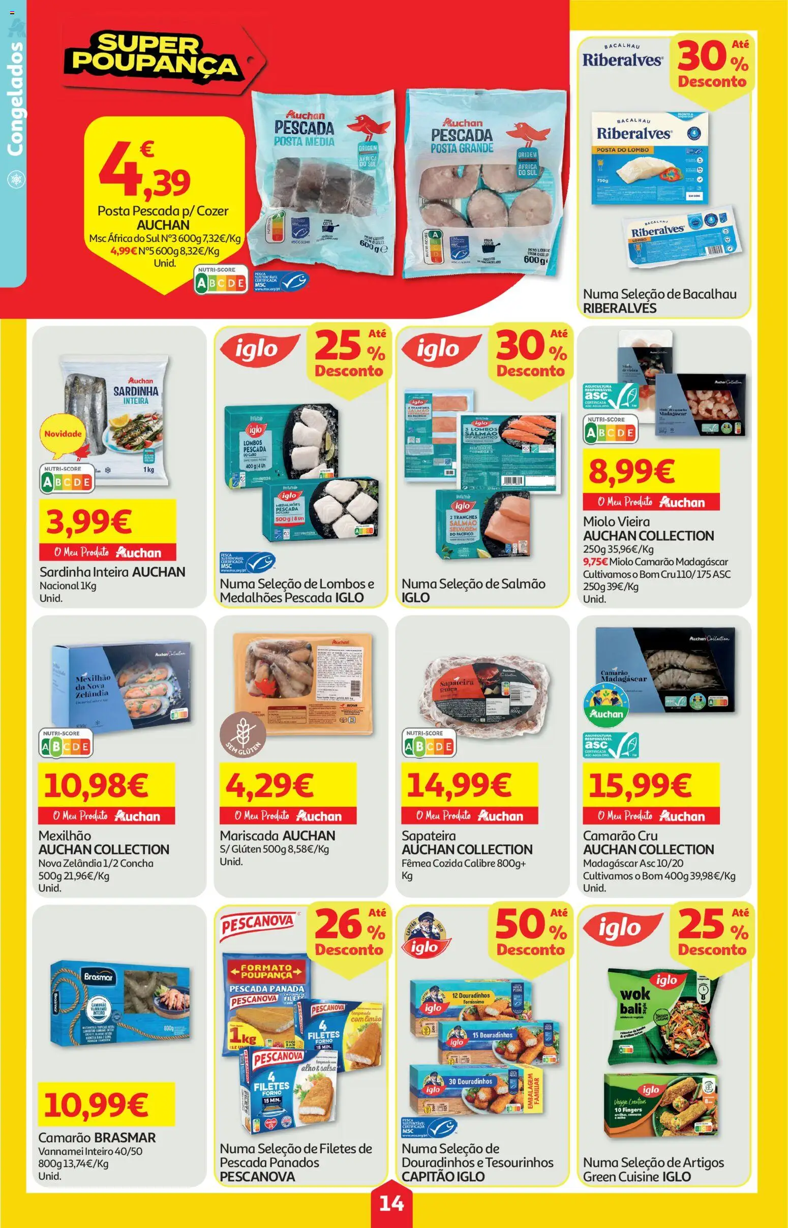 Auchan folheto │ válido de 04.06.2026 | Página: 14 | Produtos: Forno, Capitão iglo, Camarão, Lombo