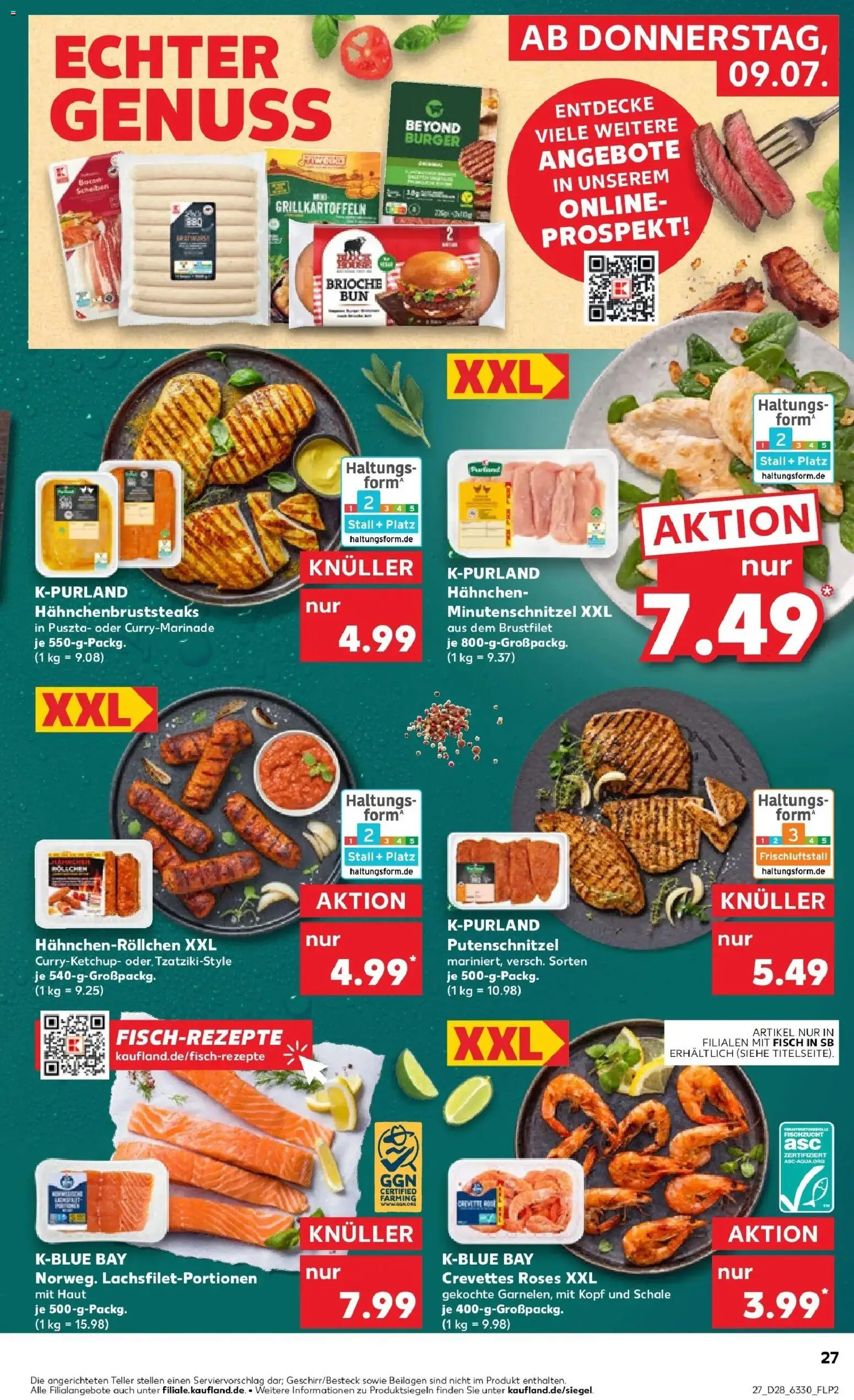 Kaufland Prospekt Rheda-Wiedenbrück – gültig ab 09.07.2026 | Seite: 27 | Produkte: Beilagen, Hahnchen, Fisch, Putenschnitzel