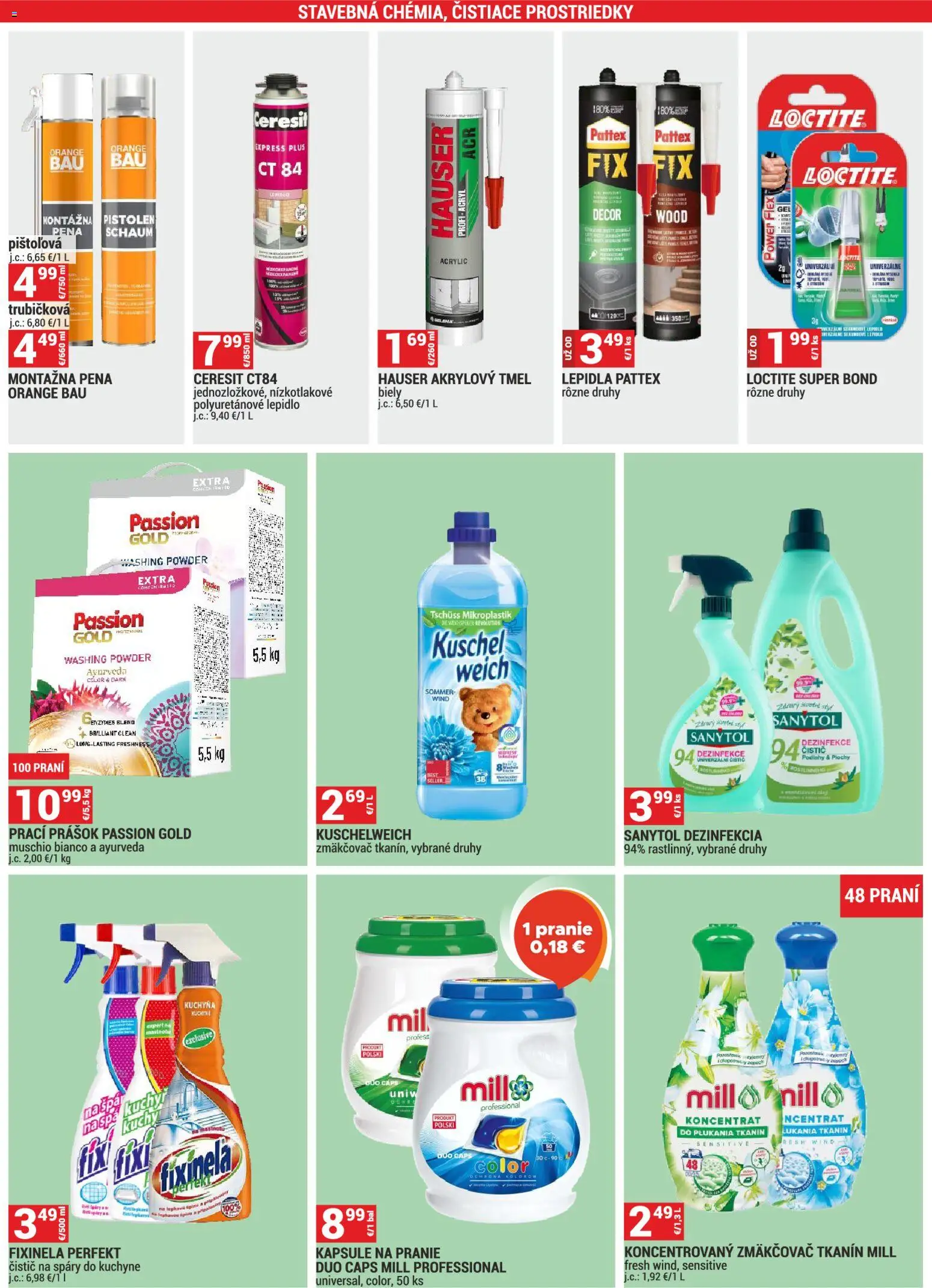 Nové Merkury Market akcie – leták je platný od 01.04.2026 | Strana: 46 | Produkty: Prací prášok, Sanytol, Ceresit