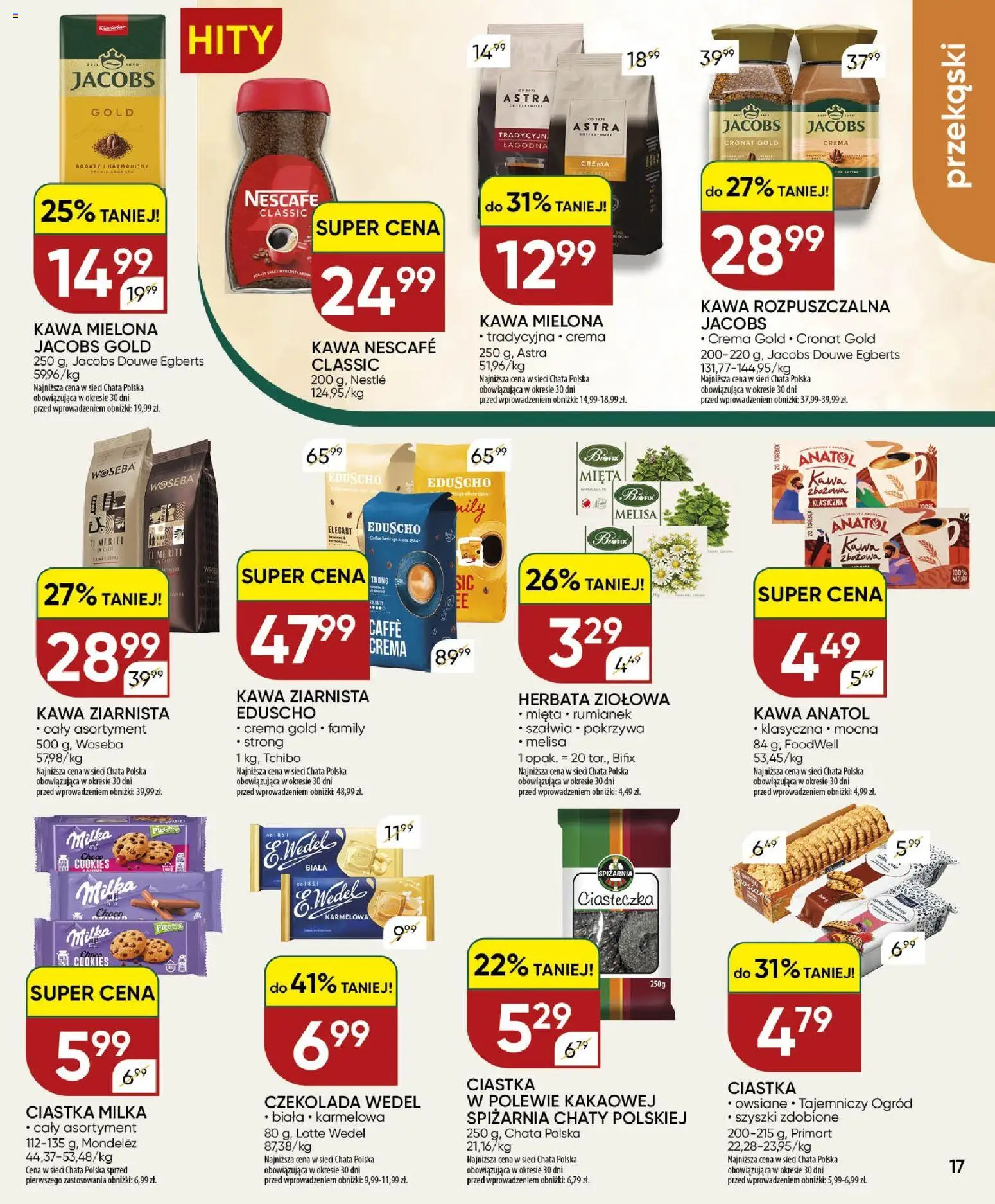 Chata Polska gazetka od 10.09.2026 | Strona: 17 | Produkty: Jacobs, Kawa rozpuszczalna, Herbata, Ciasteczka