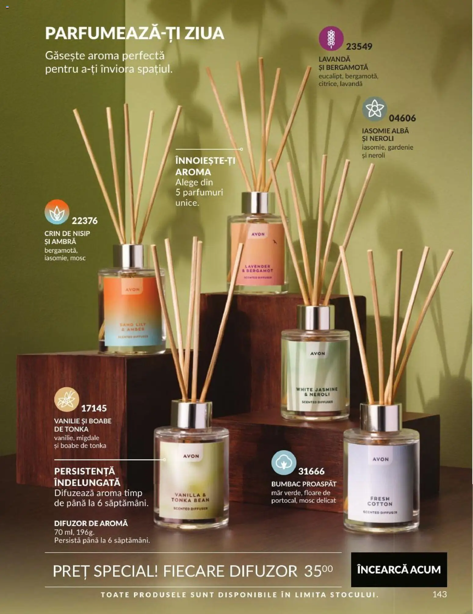 Noul catalog Avon – valabil de la 01.09.2026 | Pagină: 143 | Produse: Alba, Difuzor, Migdale