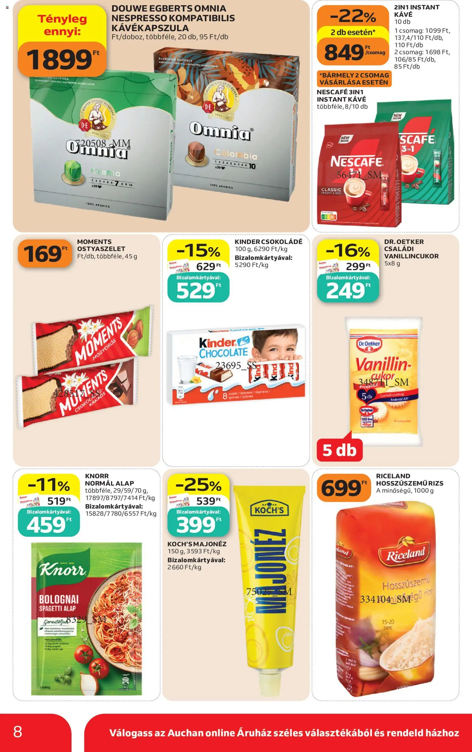 Auchan akciós ujság - amely érvényes a következő dátumtól: 2026.10.15. | Oldal: 8 | Termékek: Nescafé, Dr. Oetker, Spagetti, Szelet