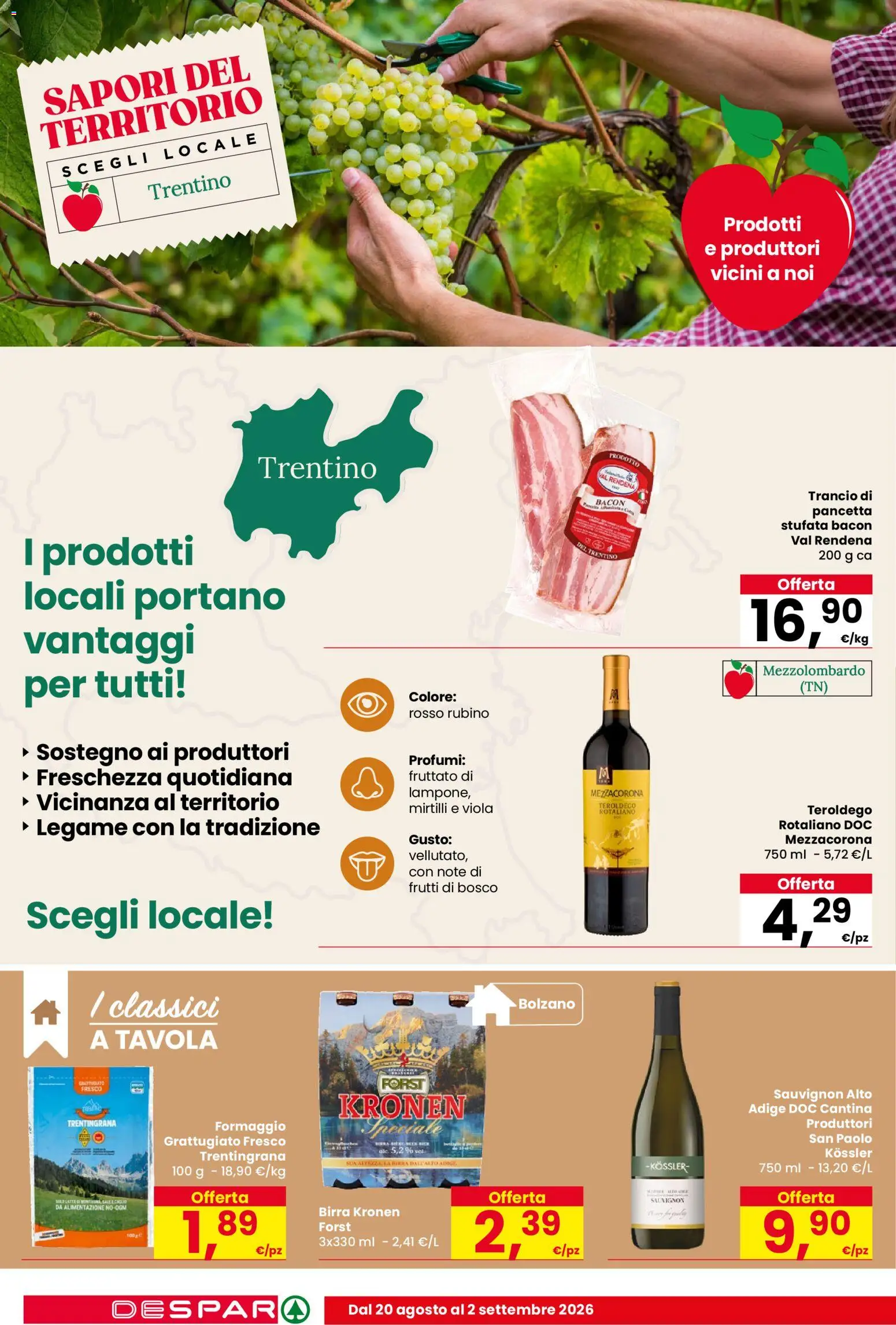 Volantino Despar del 20/08/2026 | Pagina: 8 | Prodotti: Frutti di bosco, Pancetta, Formaggio, Bacon