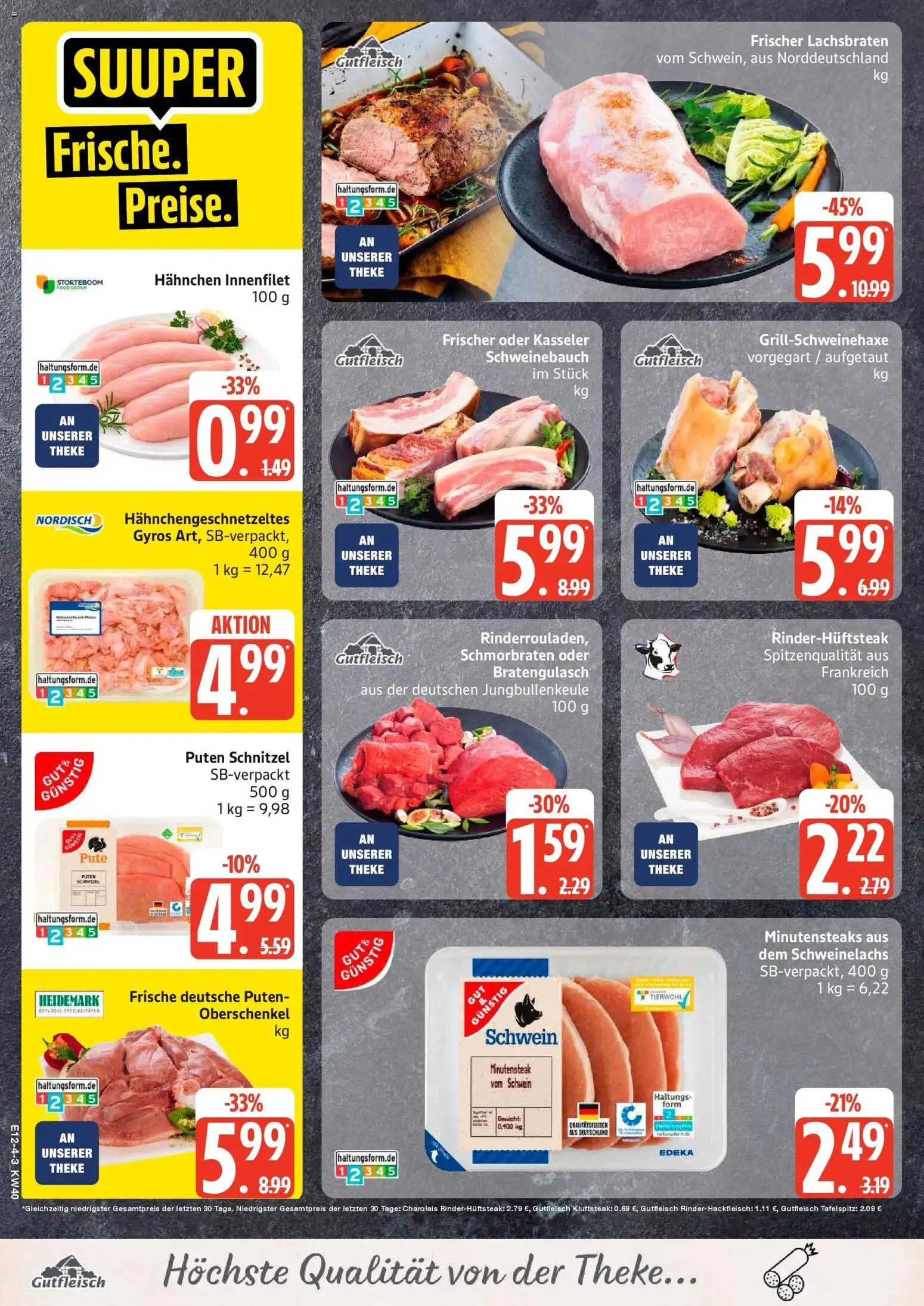 Edeka Prospekt Ammersbek (ab 28.09.2026) » Angebote Online | Seite: 4 | Produkte: Gewicht, Theke, Schweinebauch, Schnitzel