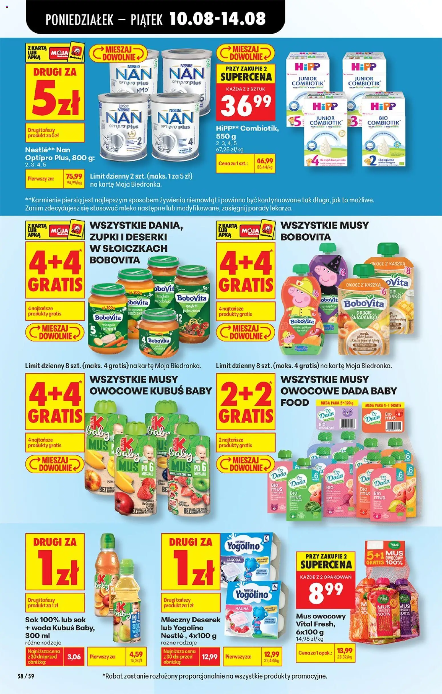 Biedronka gazetka od 10.08.2026 | Strona: 80 | Produkty: Spaghetti, Mleko, Jogurt, Musy owocowe