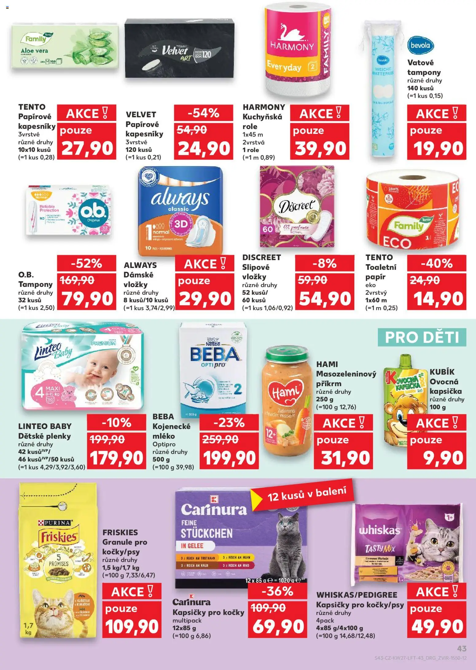 Kaufland leták - Praha 4 od 01.07.2026 | Strana: 43 | Produkty: Ovocná kapsička, Aloe vera, Pleny, Hami