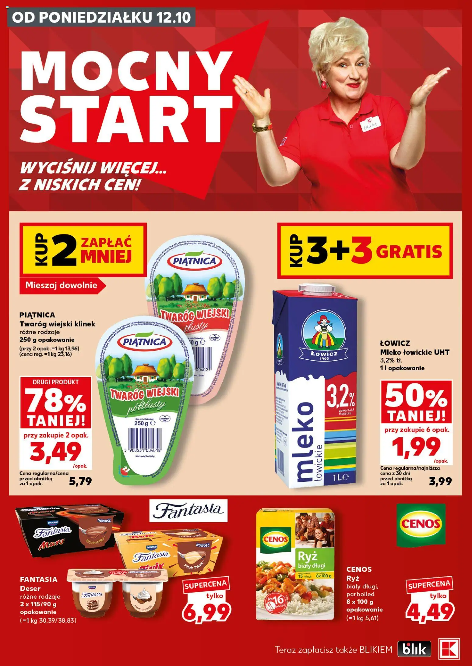 Kaufland Polsko leták - Mocny start od 12.10.2026 | Strana: 4 | Produkty: Mléko, Twix
