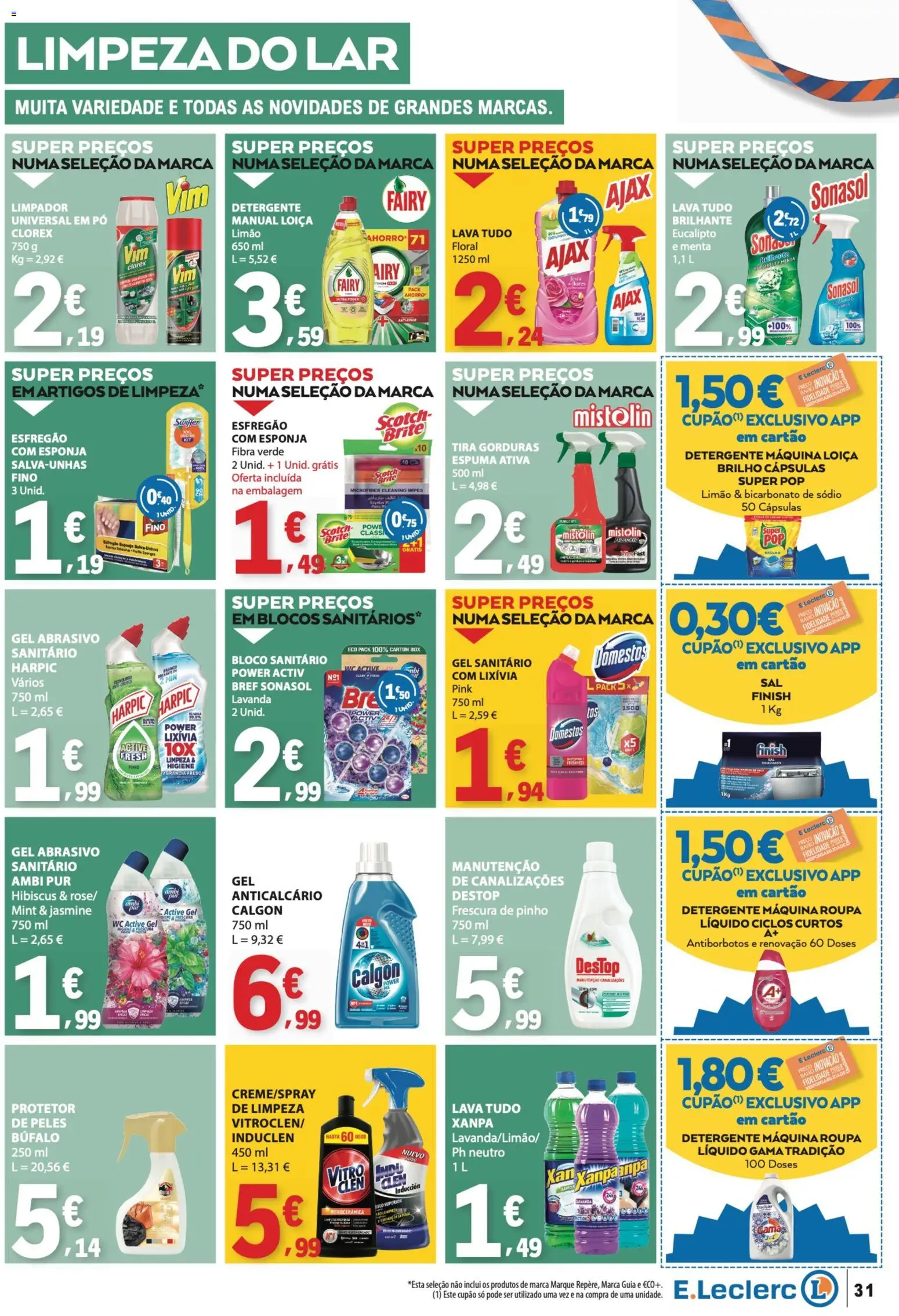 E.Leclerc folheto │ válido de 29/10/2026 | Página: 31 | Produtos: Esfregão, Bicarbonato de sódio, Esponja, Detergente