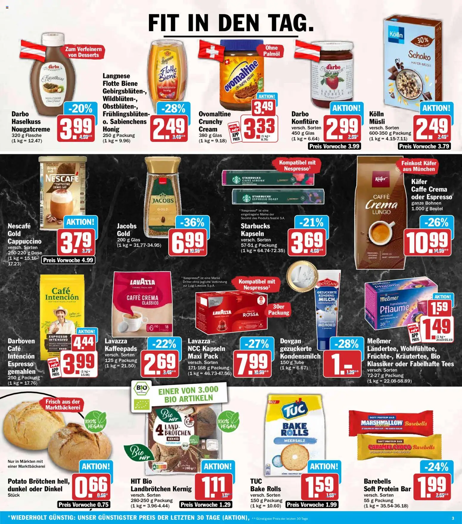 HIT Prospekt – gültig ab 31.08.2026 | Seite: 3 | Produkte: Musli, Lavazza, Langnese, Kondensmilch