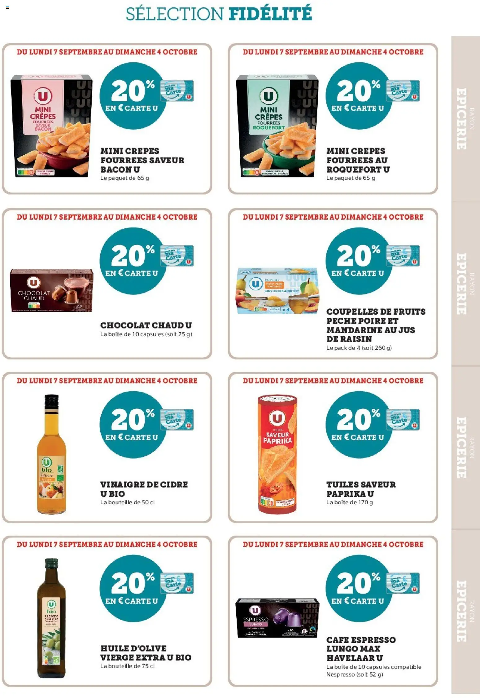 {H1} | Page: 7 | Produits: Paprika, Bacon, Fruits, Chocolat