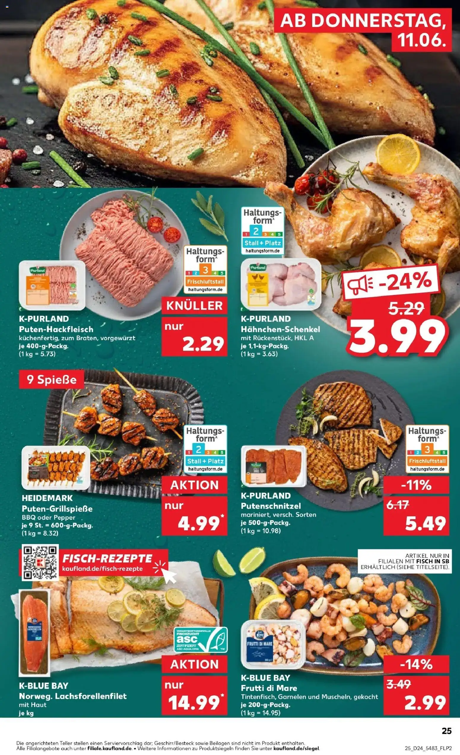 Kaufland Prospekt Konz – gültig ab 11.06.2026 | Seite: 25 | Produkte: Spieße, Garnelen, Fisch, Putenschnitzel