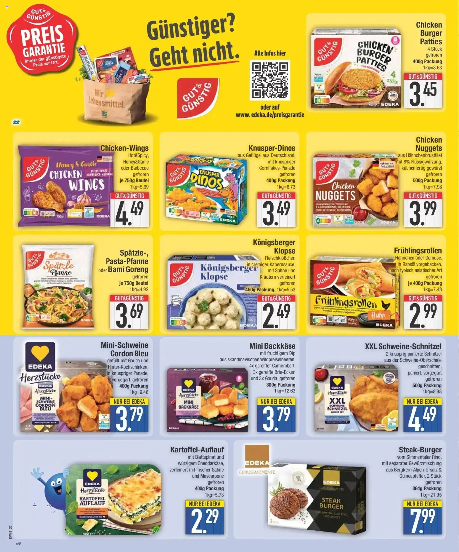 E center Prospekt Abensberg – gültig ab 17.08.2026 | Seite: 22 | Produkte: Burger, Schnitzel, Steak, Sahne