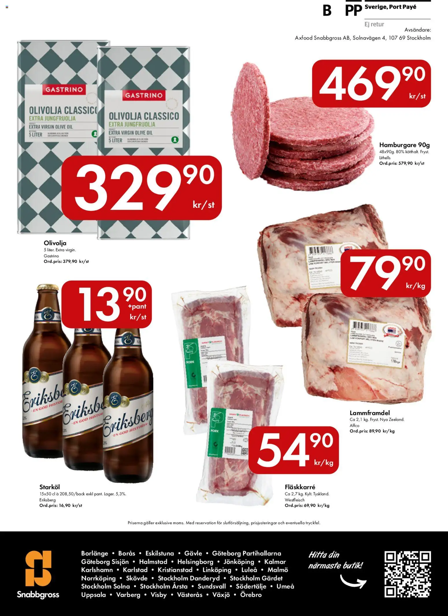 Snabbgross reklamblad aktuell från 09.03.2026 | Sida: 16 | Produkter: Hamburgare, Galler, Olivolja