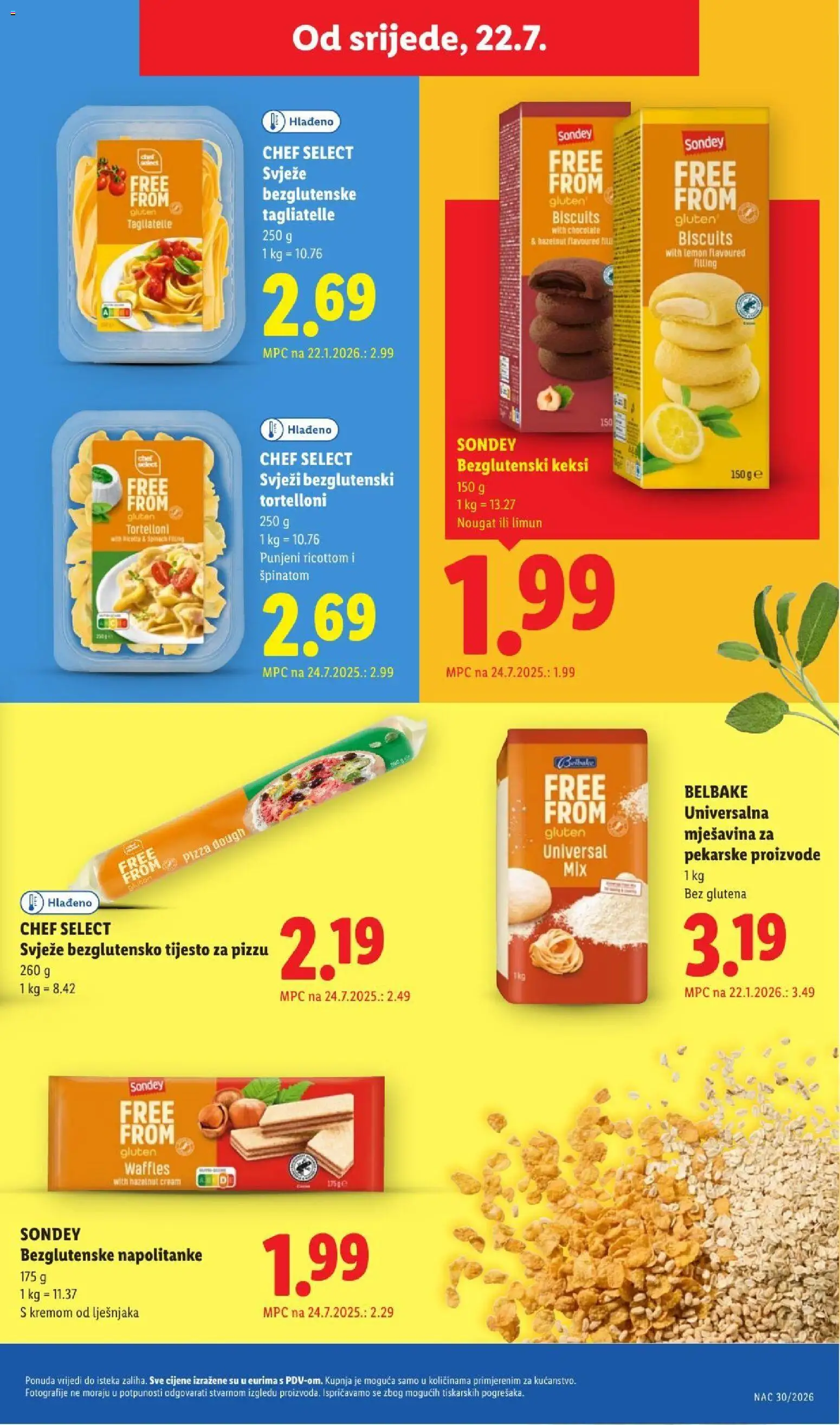 Lidl katalog | vrijedi od 20.07.2026 | Stranica: 69 | Proizvodi: Tagliatelle, Pizza, Tijesto za pizzu, Napolitanke