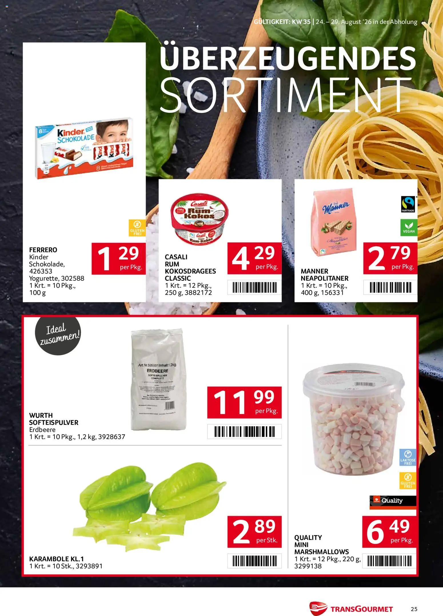 Transgourmet Flugblatt gültig ab 24.08.2026 | Seite: 25 | Produkte: Karambole, Schokolade