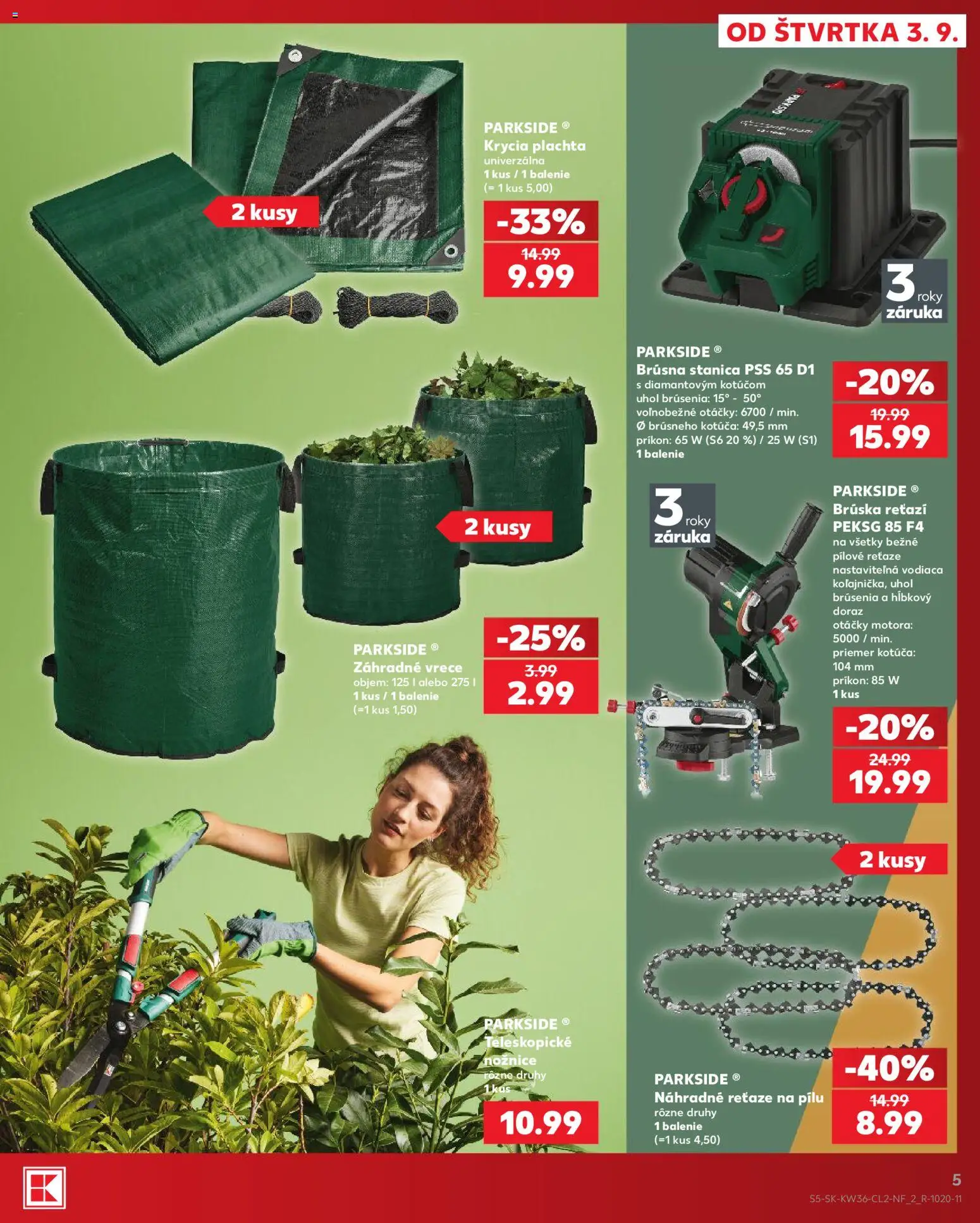 Kaufland SK akciós ujság - amely érvényes a következő dátumtól: 2026.09.03. | Oldal: 5 | Termékek: Parkside
