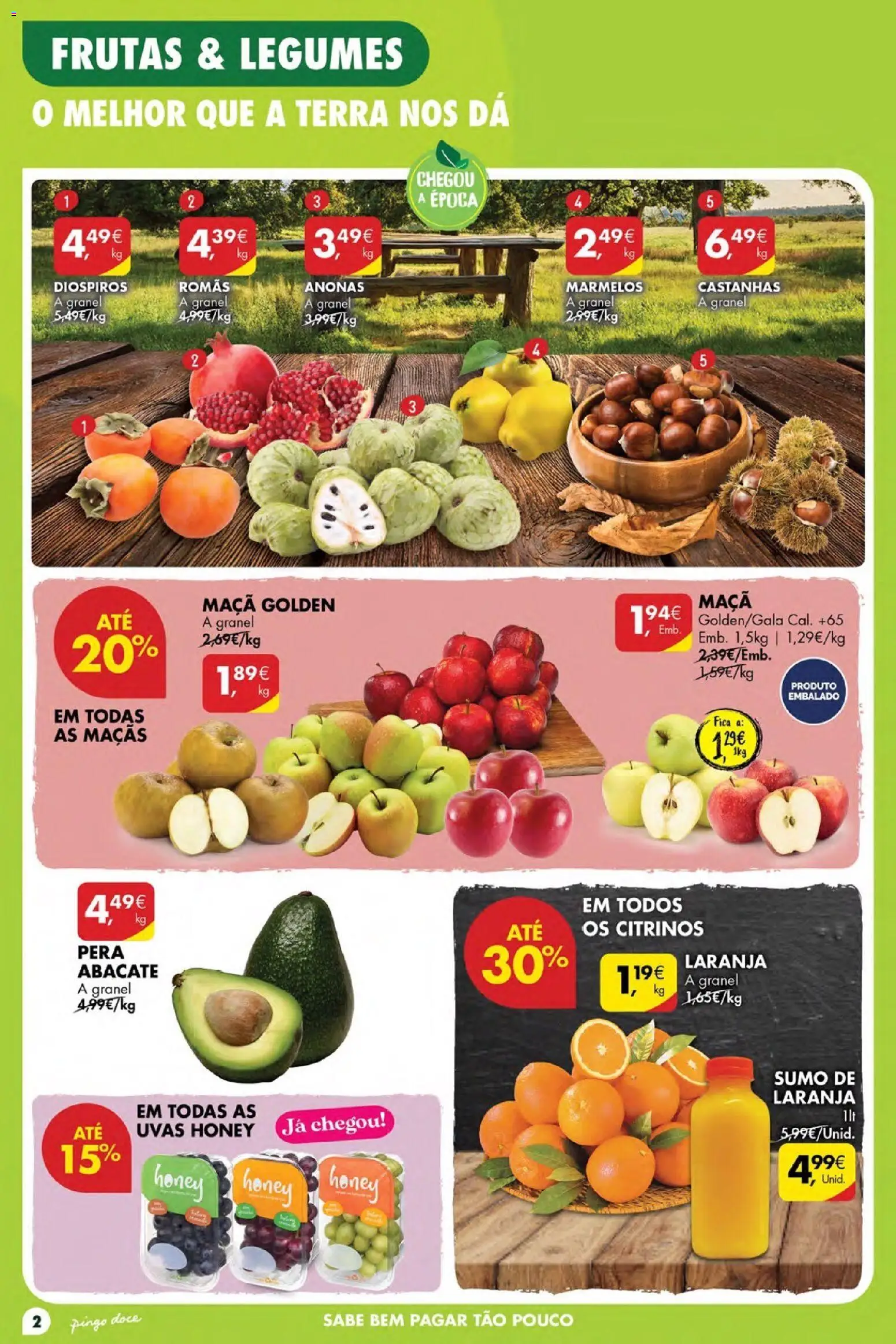 Pingo Doce folheto Poupe Esta Semana Açores │ válido de 22/10/2026 | Página: 2 | Produtos: Castanhas, Frutas, Abacate, Uvas
