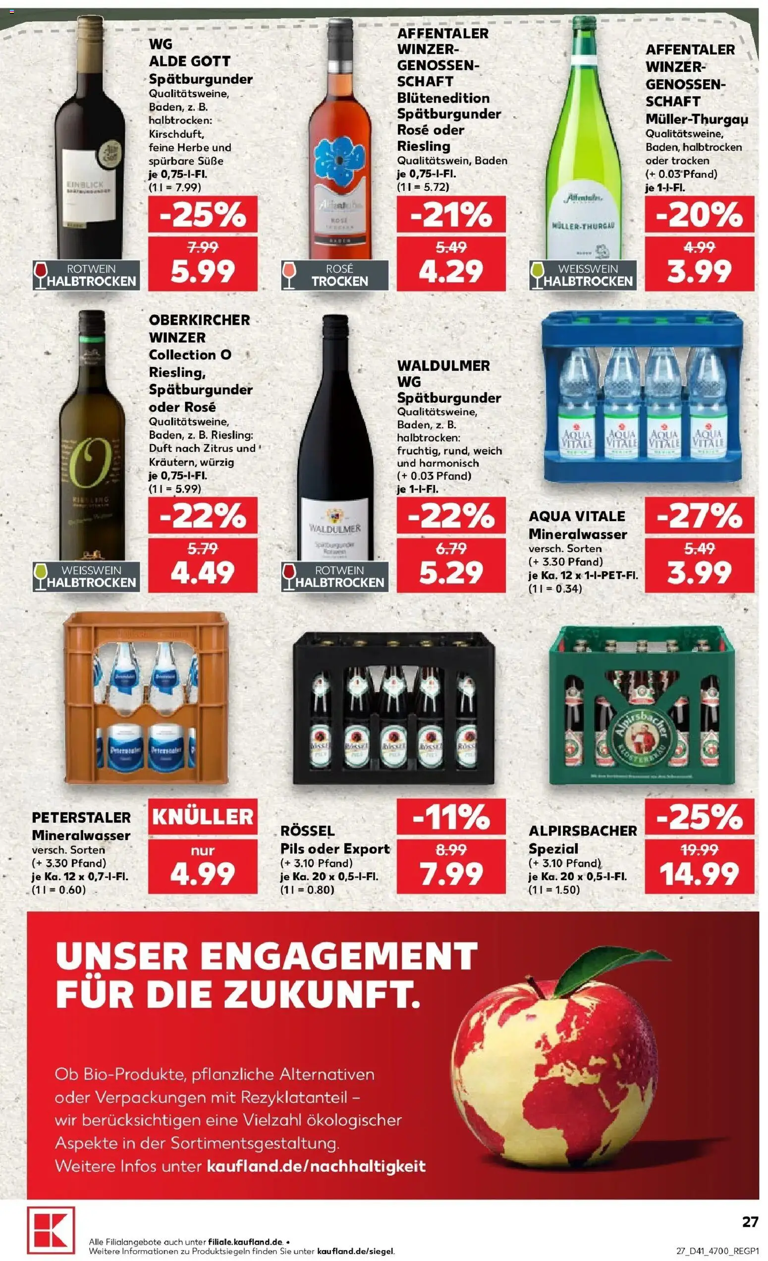 Prospekt Kaufland ab 08.10.2026 » Angebote Online zum Blättern | Seite: 27 | Produkte: Weißwein, Pils, Duft, Mineralwasser
