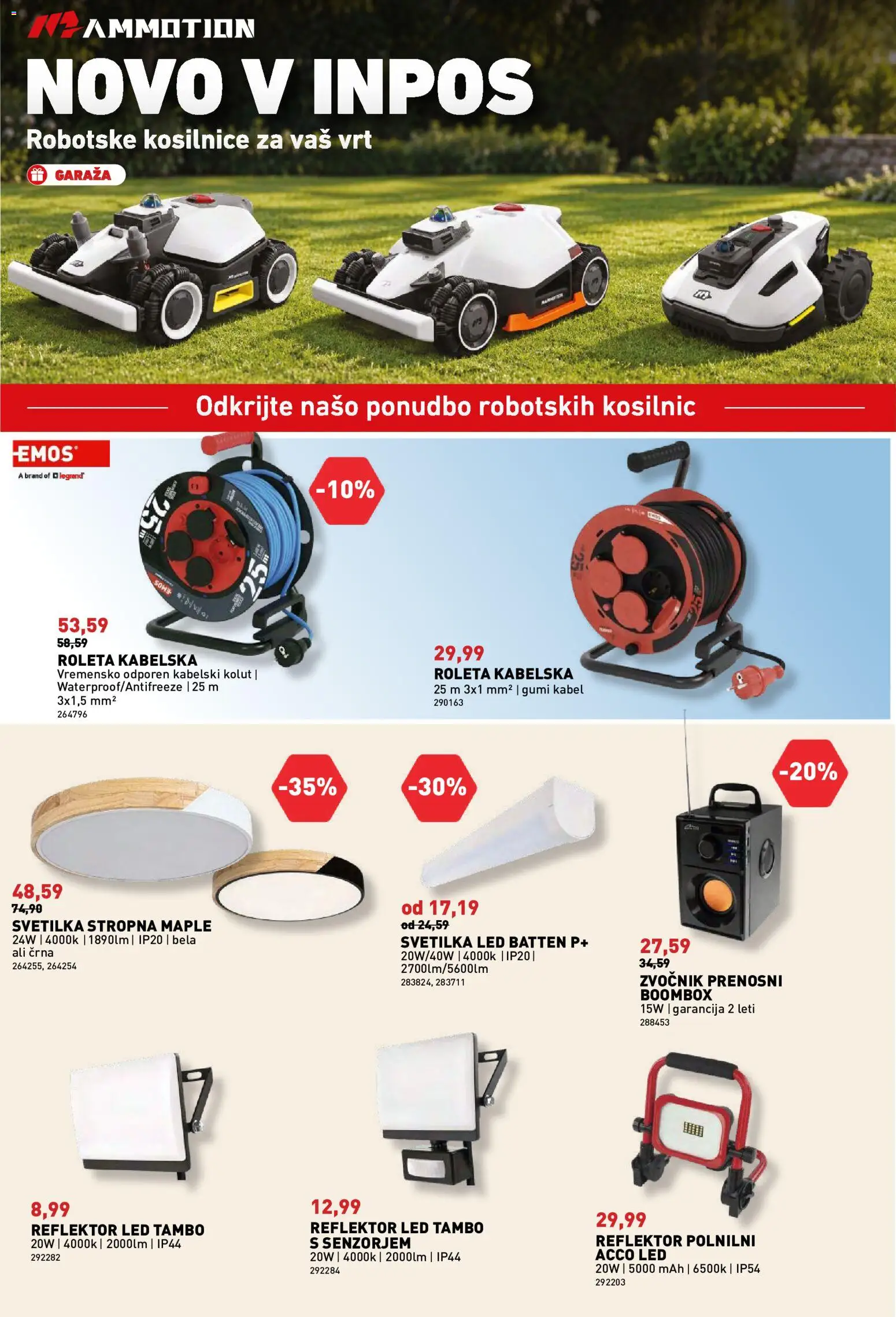 Novi Inpos katalog ponudbe – veljaven od 08.10.2026 | Stran: 8 | Izdelki: Kabel, Zvocnik, Svetilka