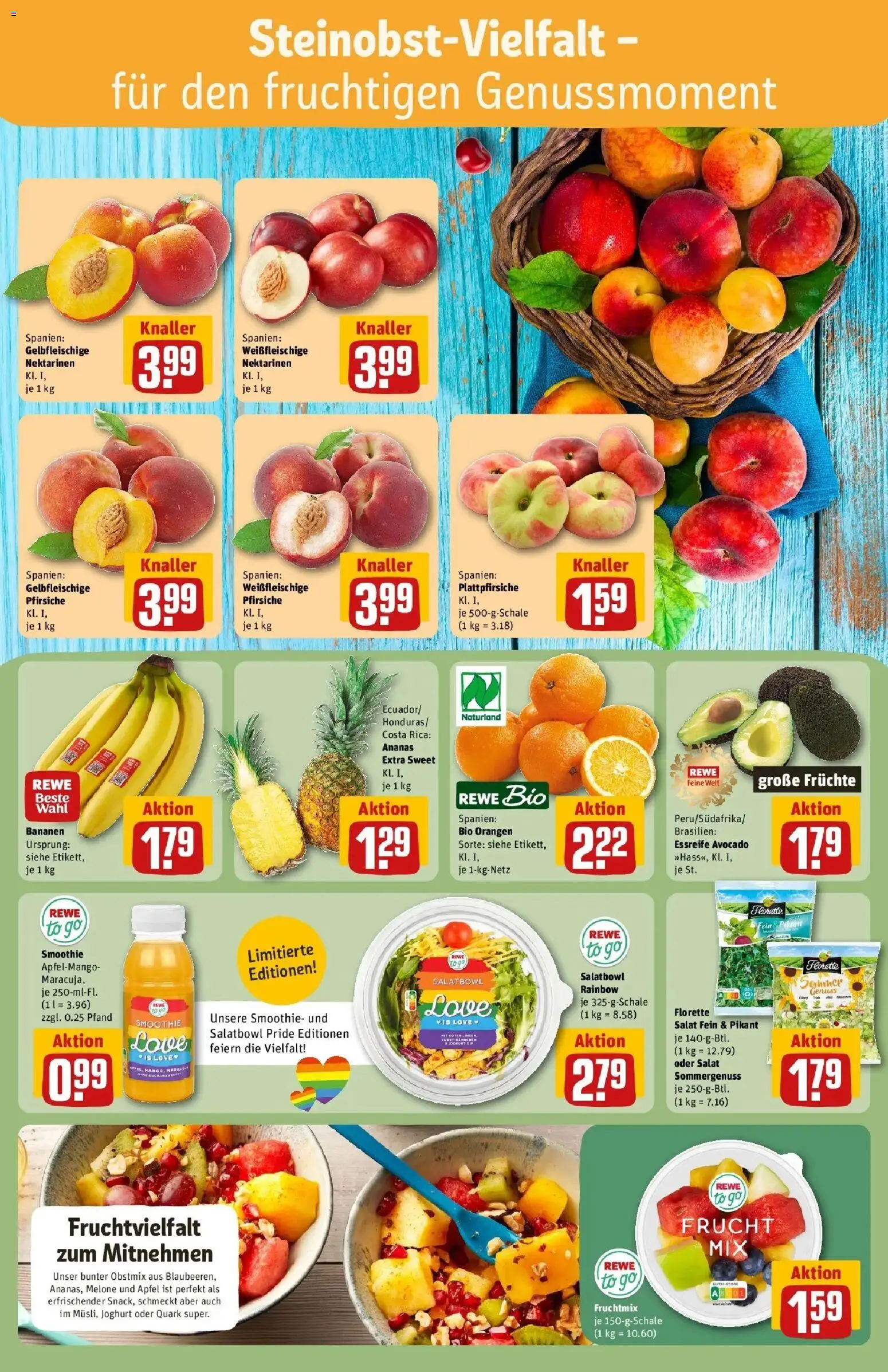 Rewe Prospekt Oldenburg – gültig ab 08.06.2026 | Seite: 6 | Produkte: Quark, Nektarinen, Bananen, Ananas
